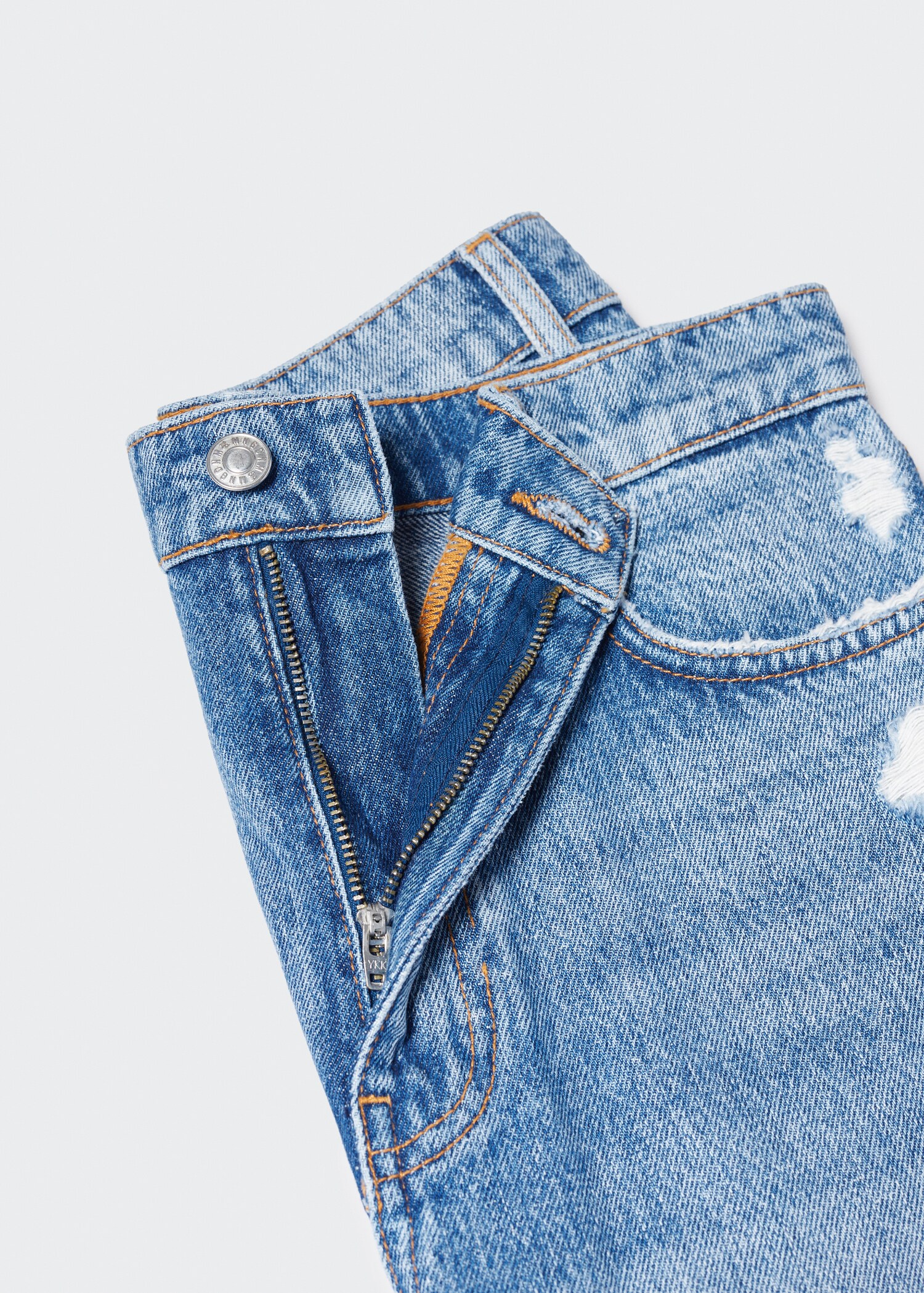 Ripped high-rise straight jeans - Details of the article 8
