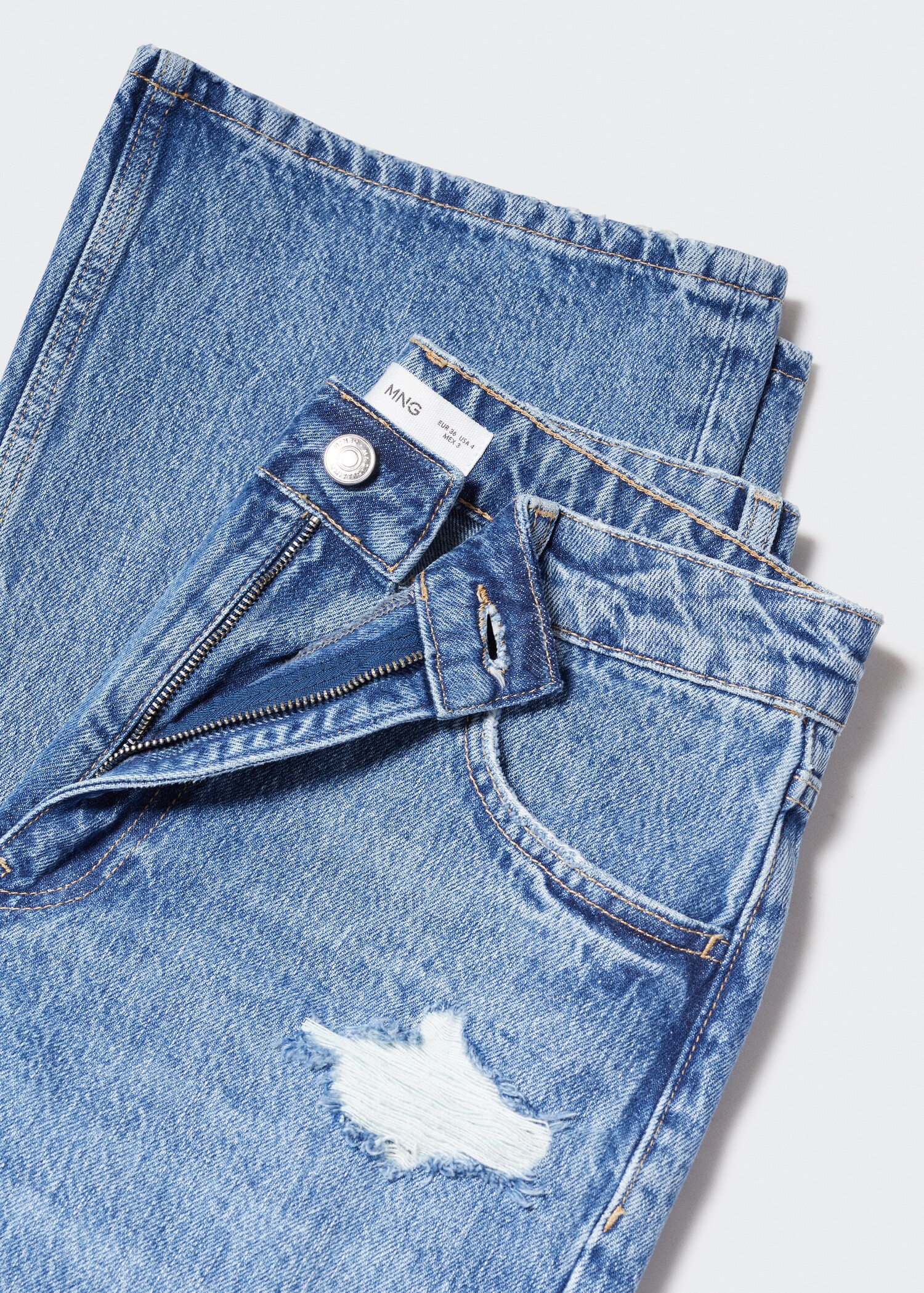 Jeans rectos tiro alto rotos - Detalle del artículo 8
