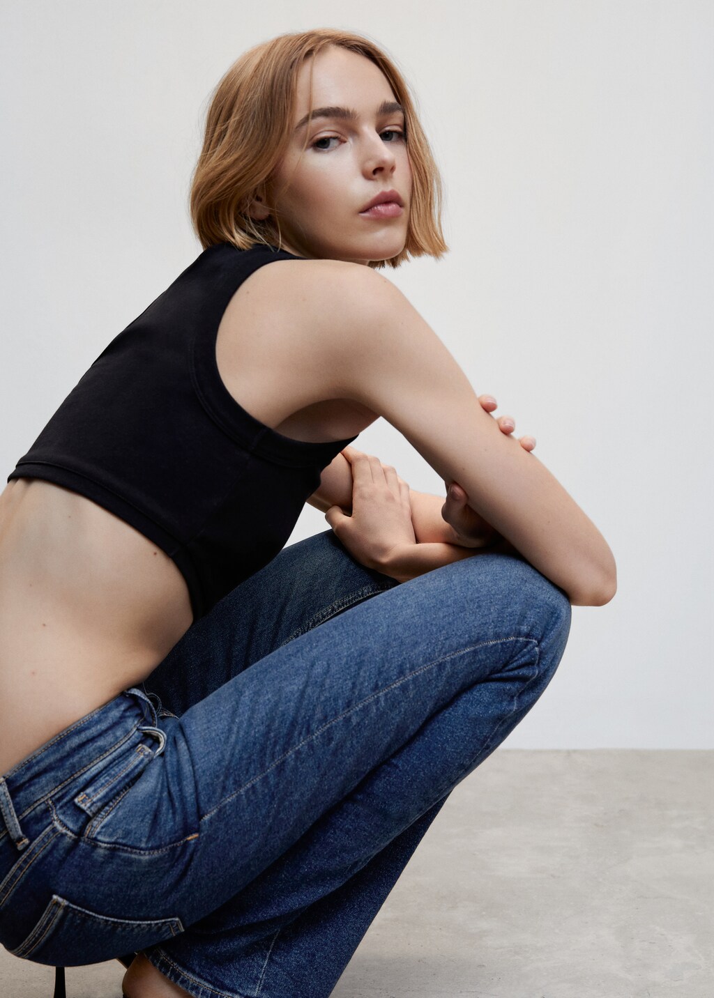 【直営・関税送料込】Flared jeans cotton Flare Cropped 5-Pocket Jean in Indigo Stretch Denim | Shop