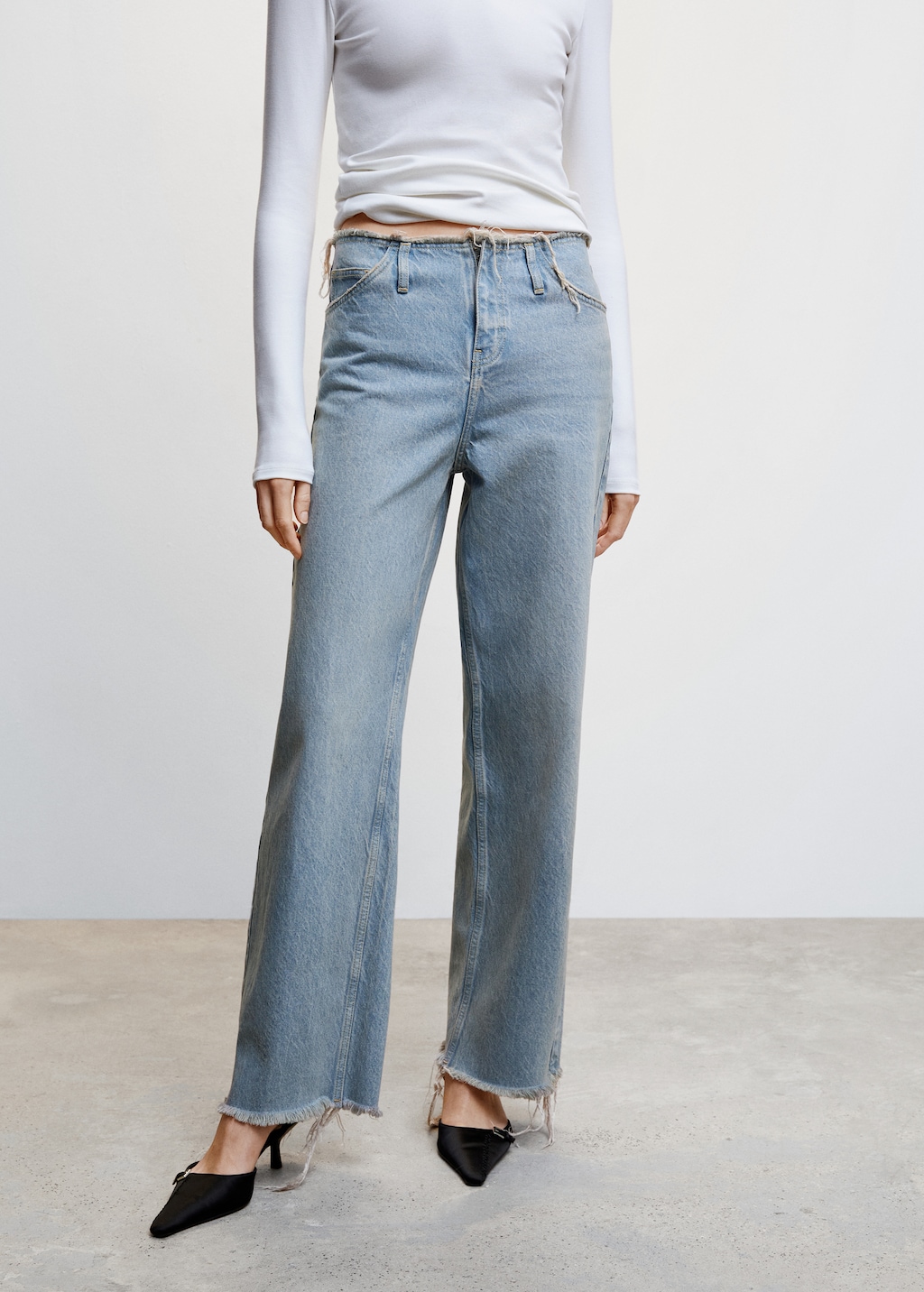 Mango jeans wide leg clearance