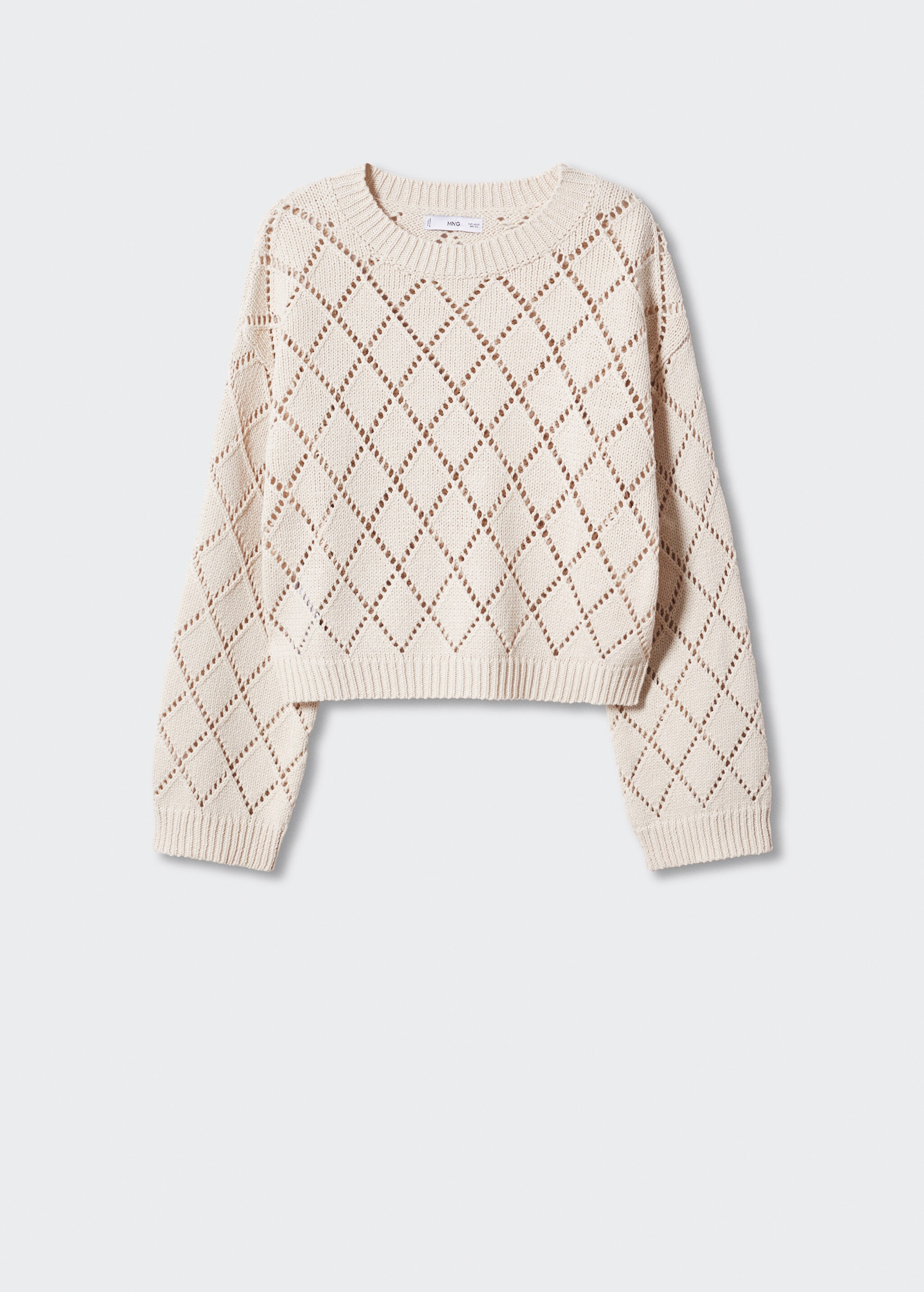 Cotton cropped openwork sweater - Article without model