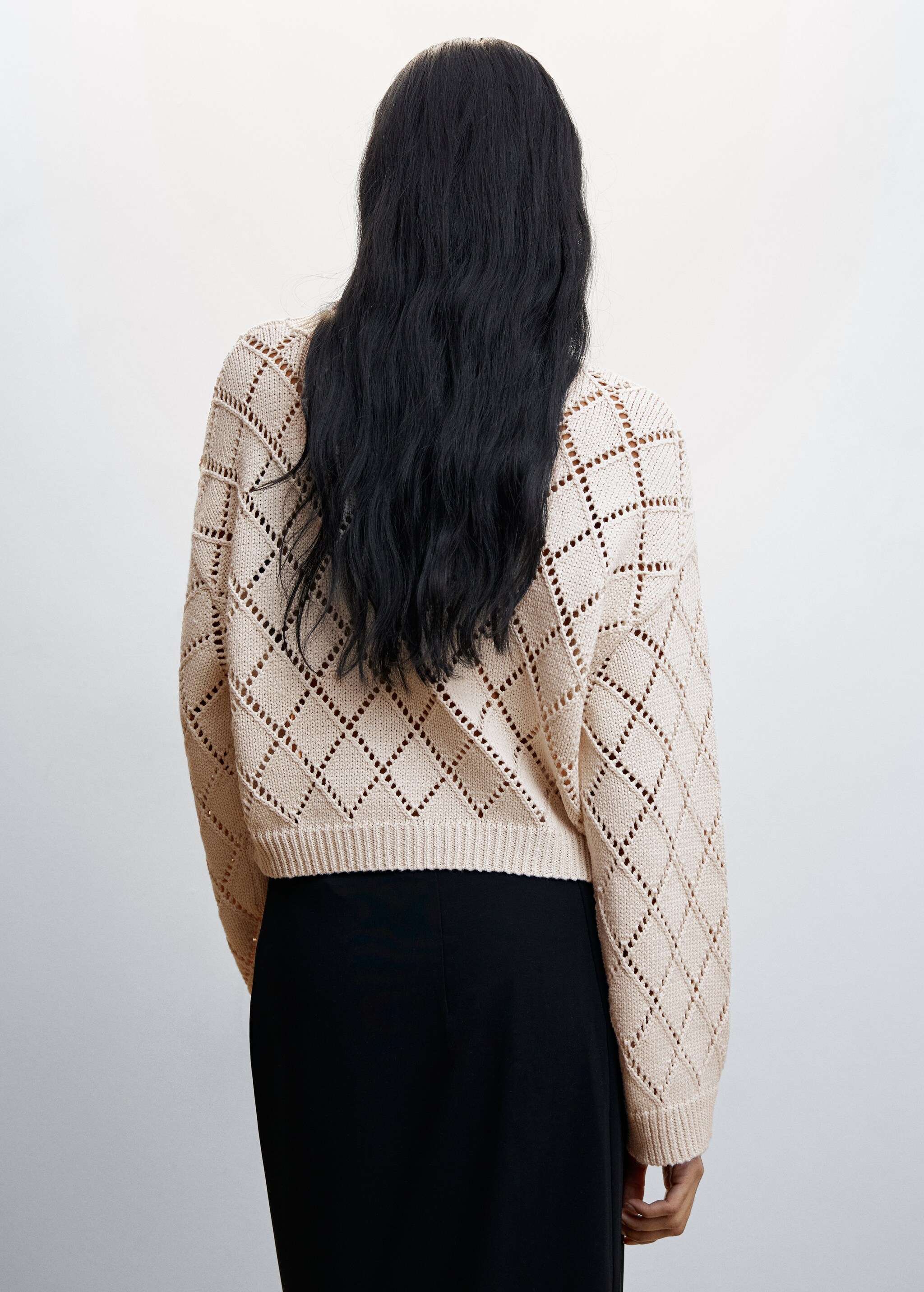 Cotton cropped openwork sweater - Reverse of the article