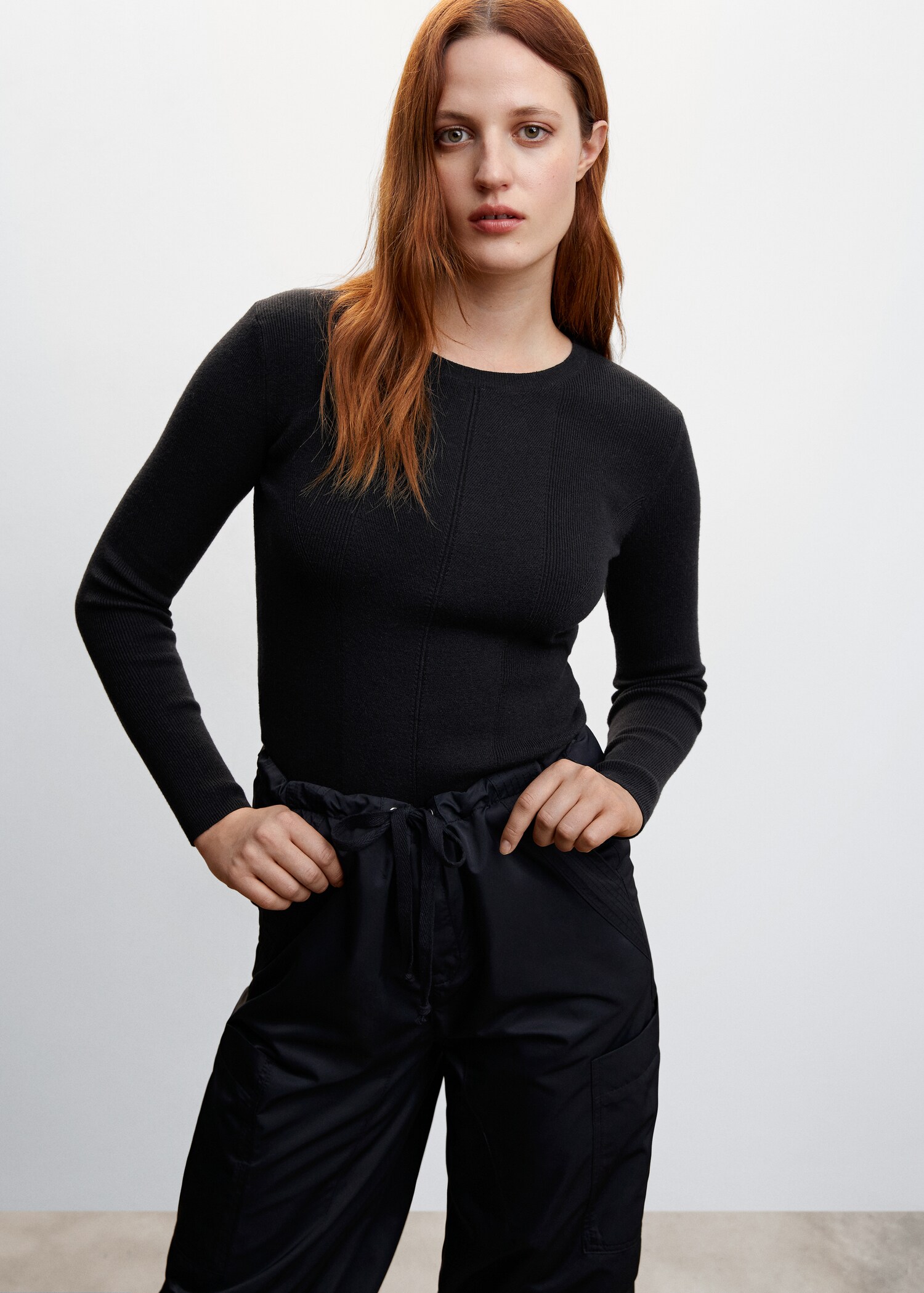 Jersey textura cuello redondo - Plano medio