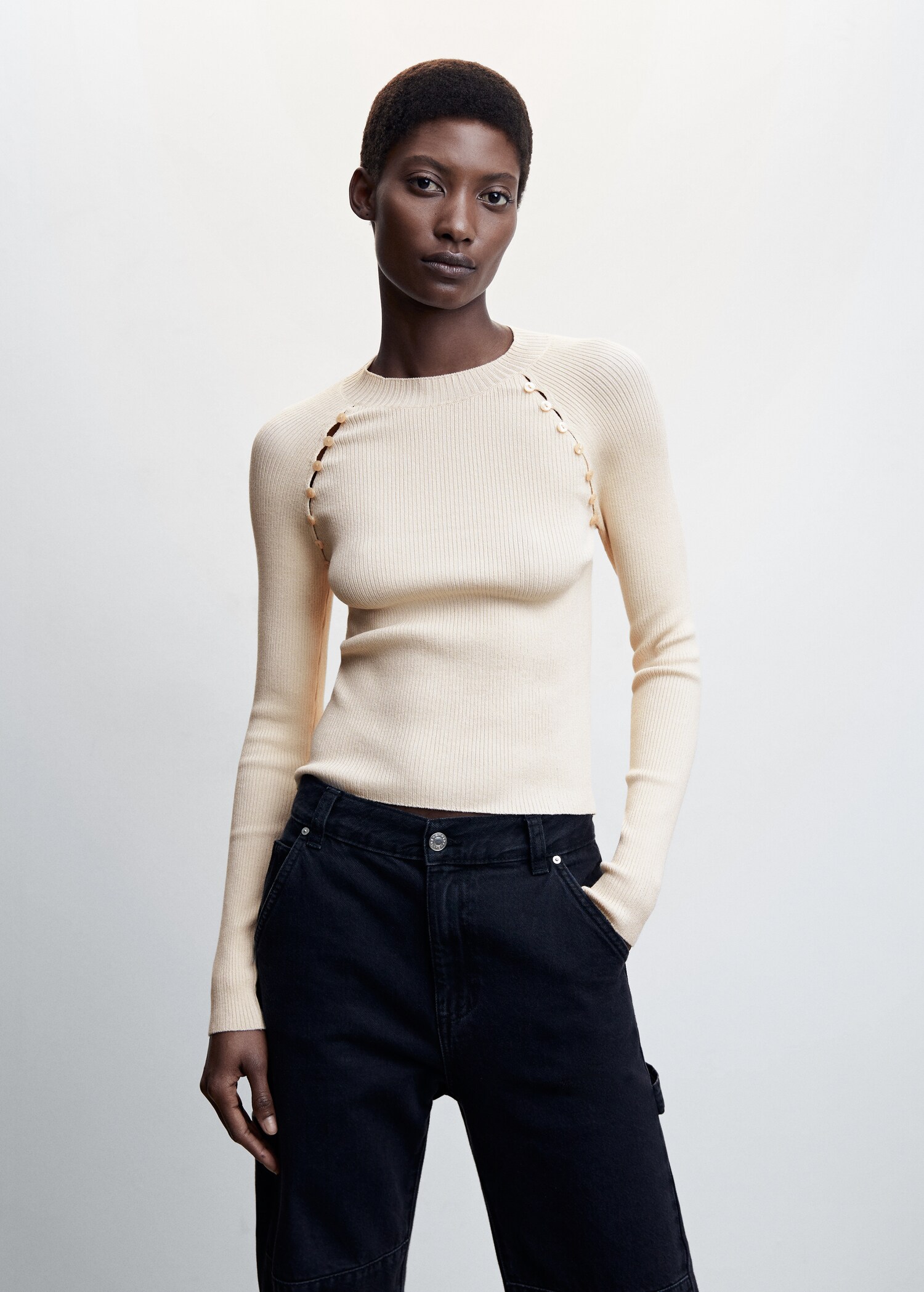 Buttons detail knit sweater - Medium plane