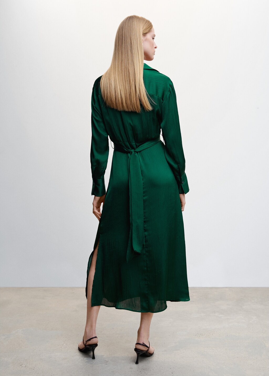 Chiffon dress with slits - Women | MANGO OUTLET USA