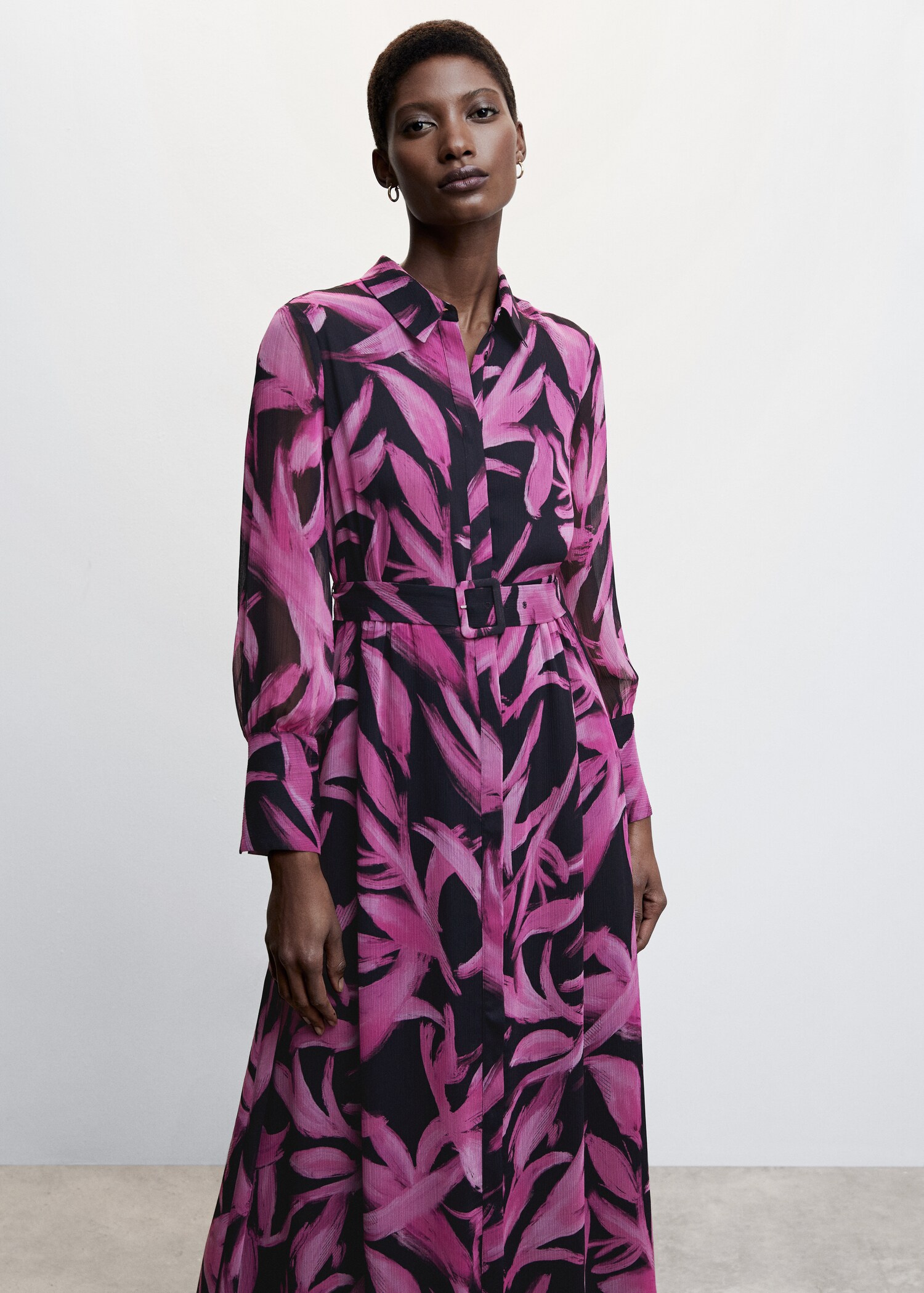 Printed chiffon dress - Medium plane