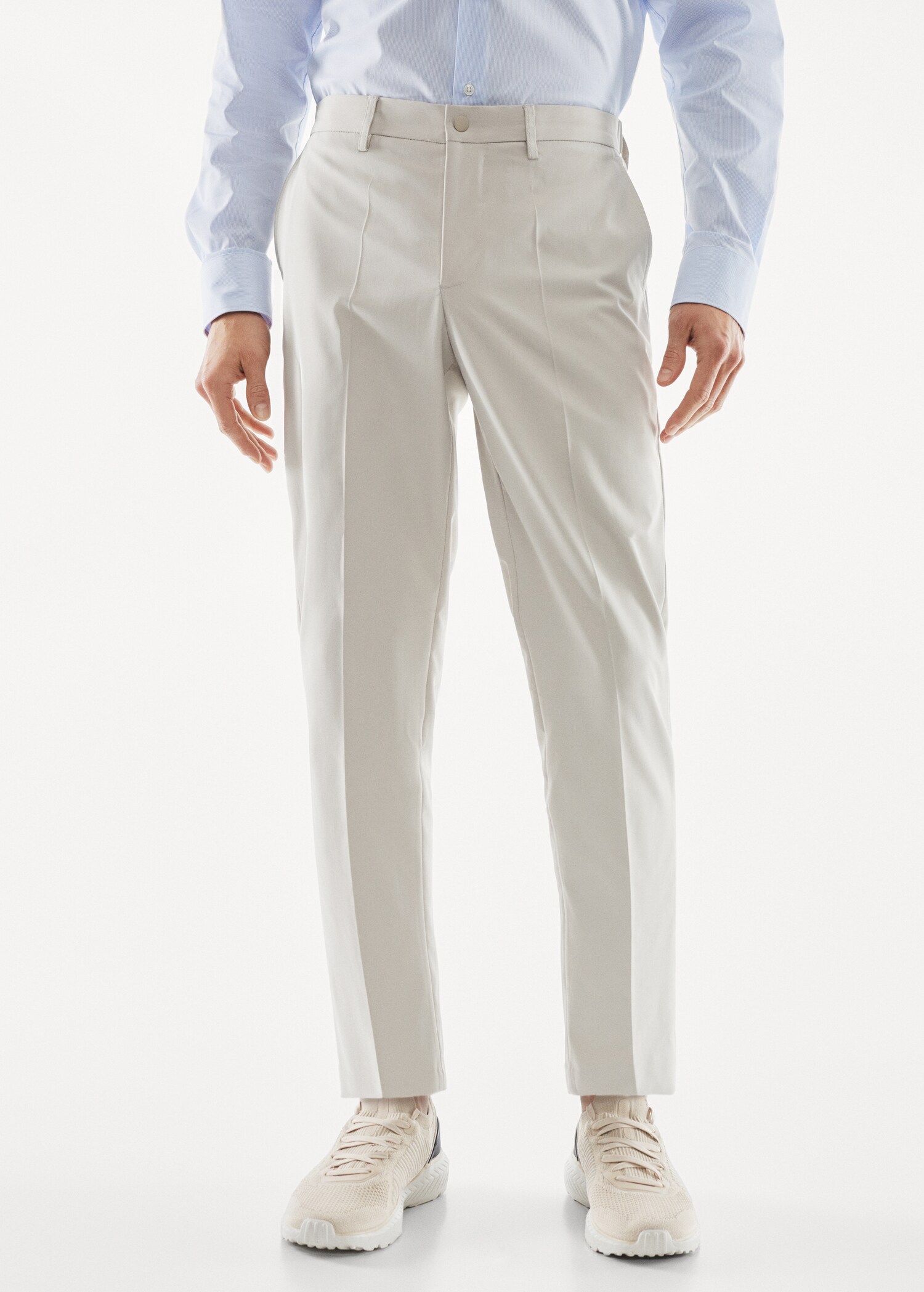 Slim Fit-Anzughose aus technischem Gewebe - Mittlere Ansicht