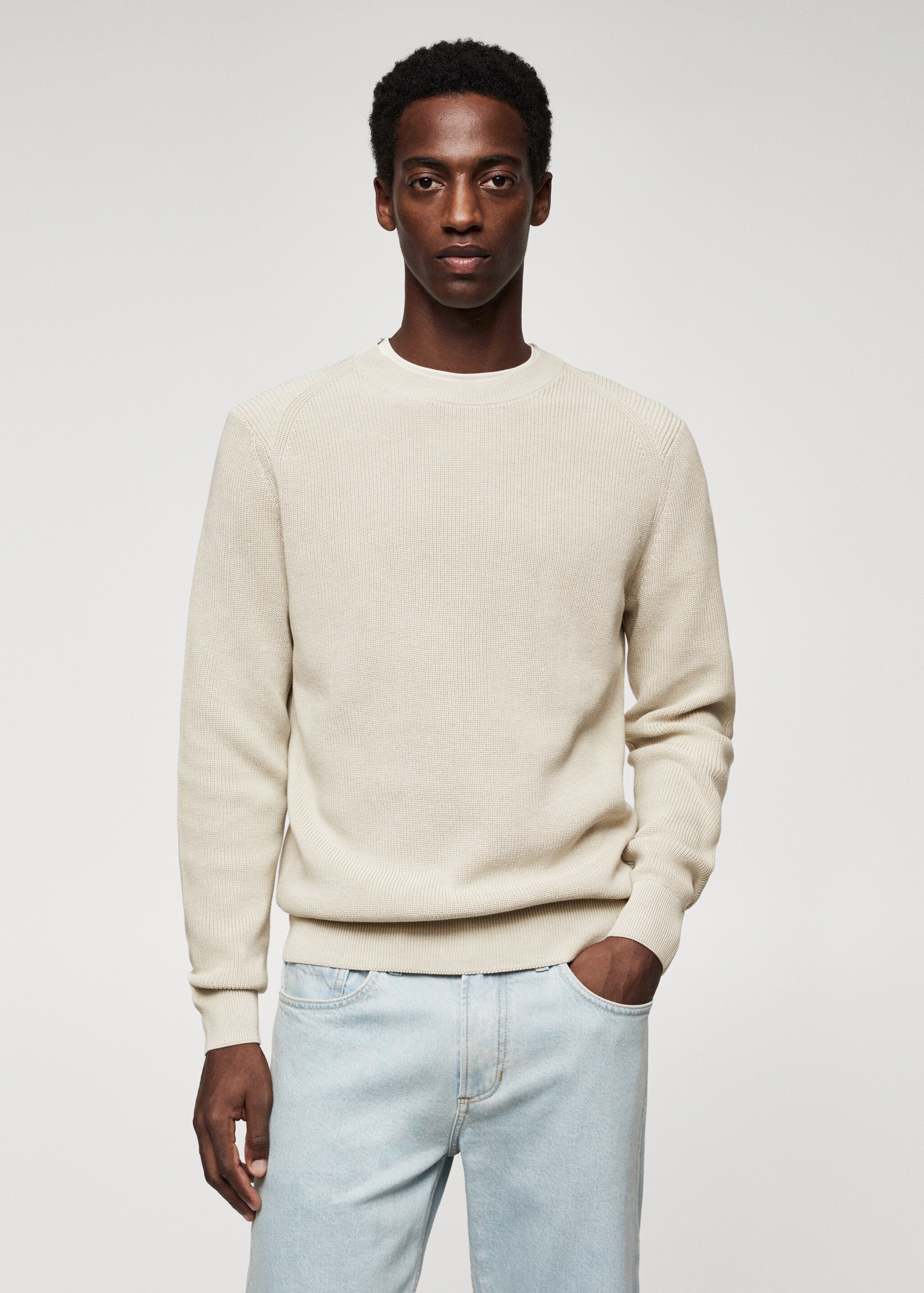 Structured cotton sweater - Medium plane