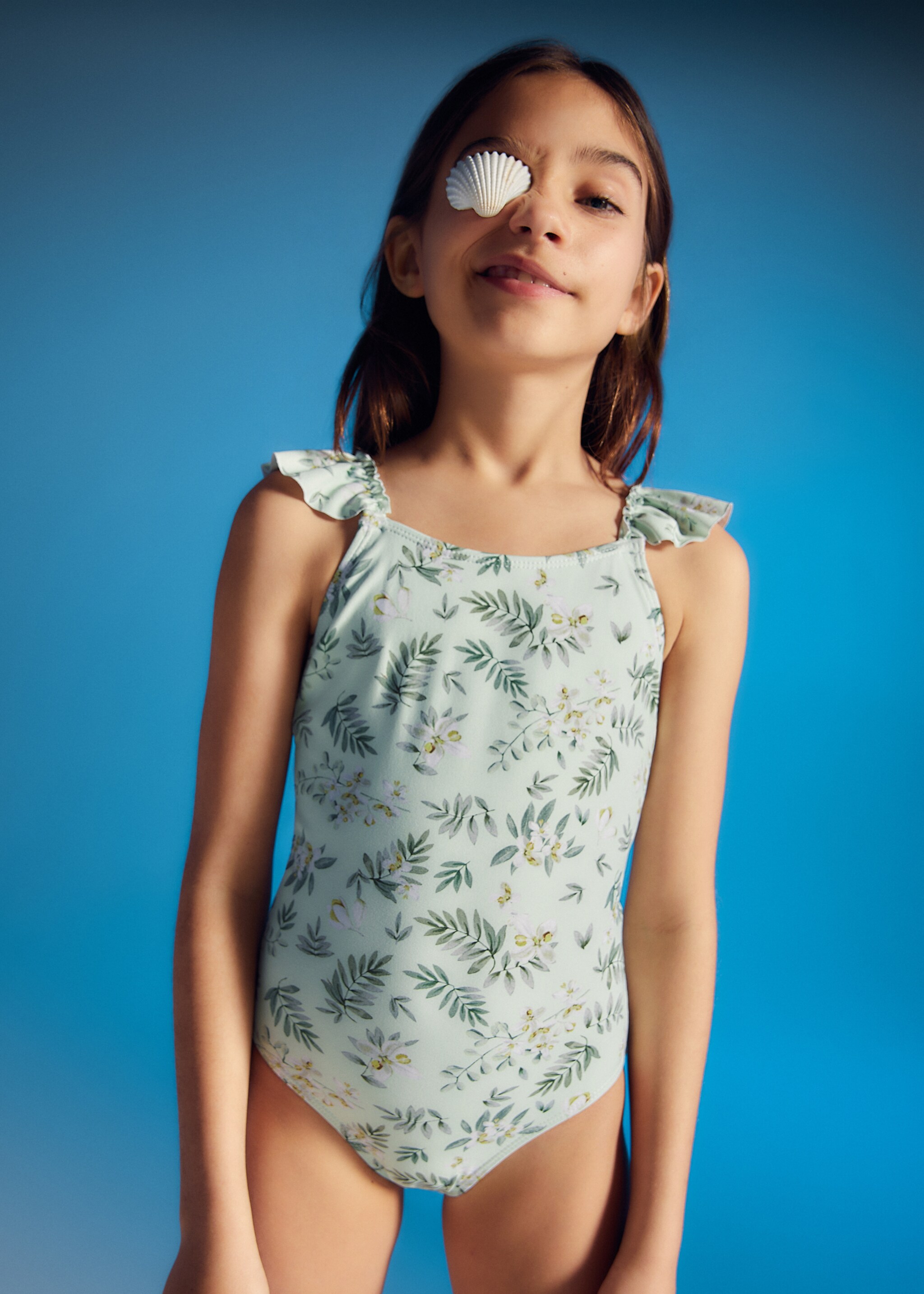 Leaf-print swimsuit - Medium plane