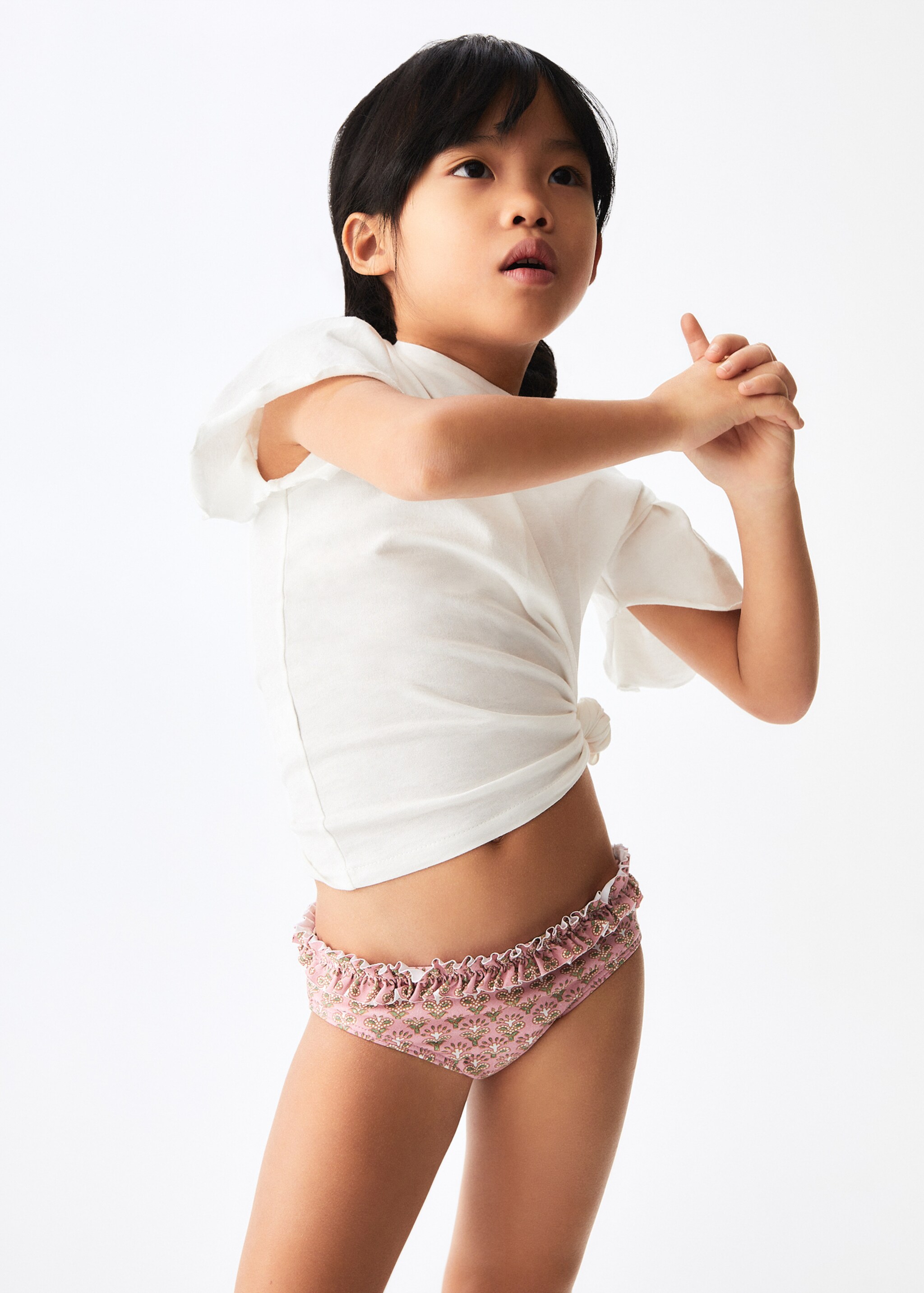 Braguita bikini fruncido - Plano medio, Rosa. Ref: 47004447-00.