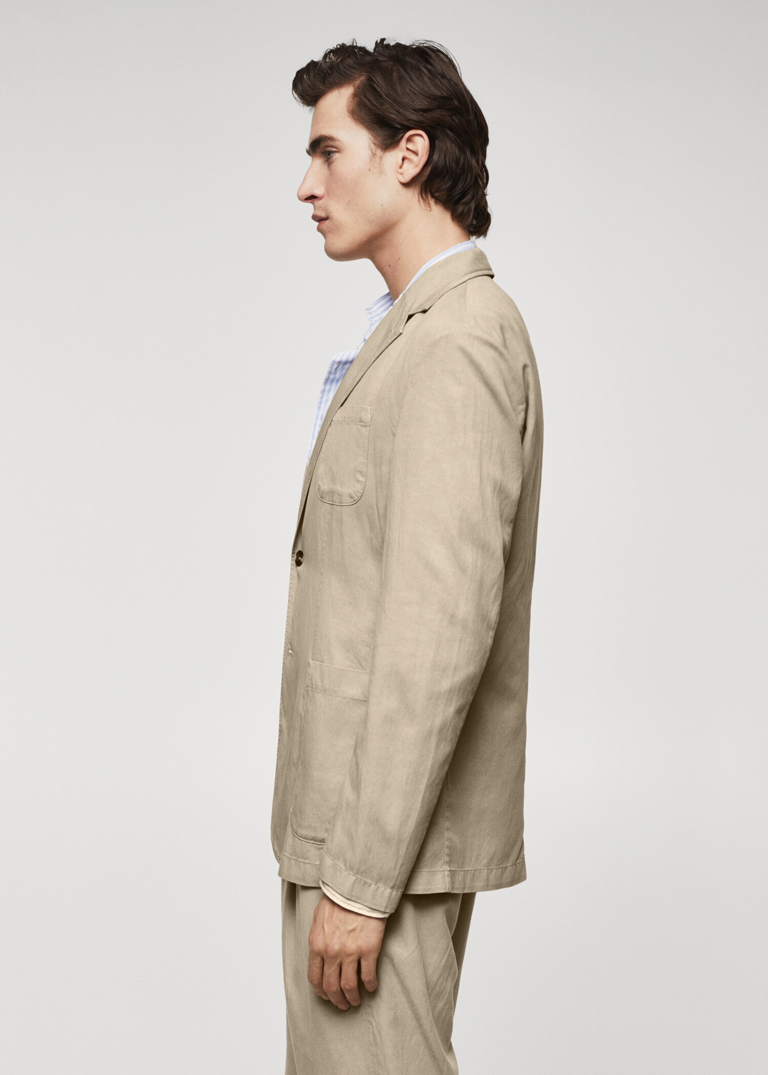 Slim fit linen cotton-blend blazer - Details of the article 2
