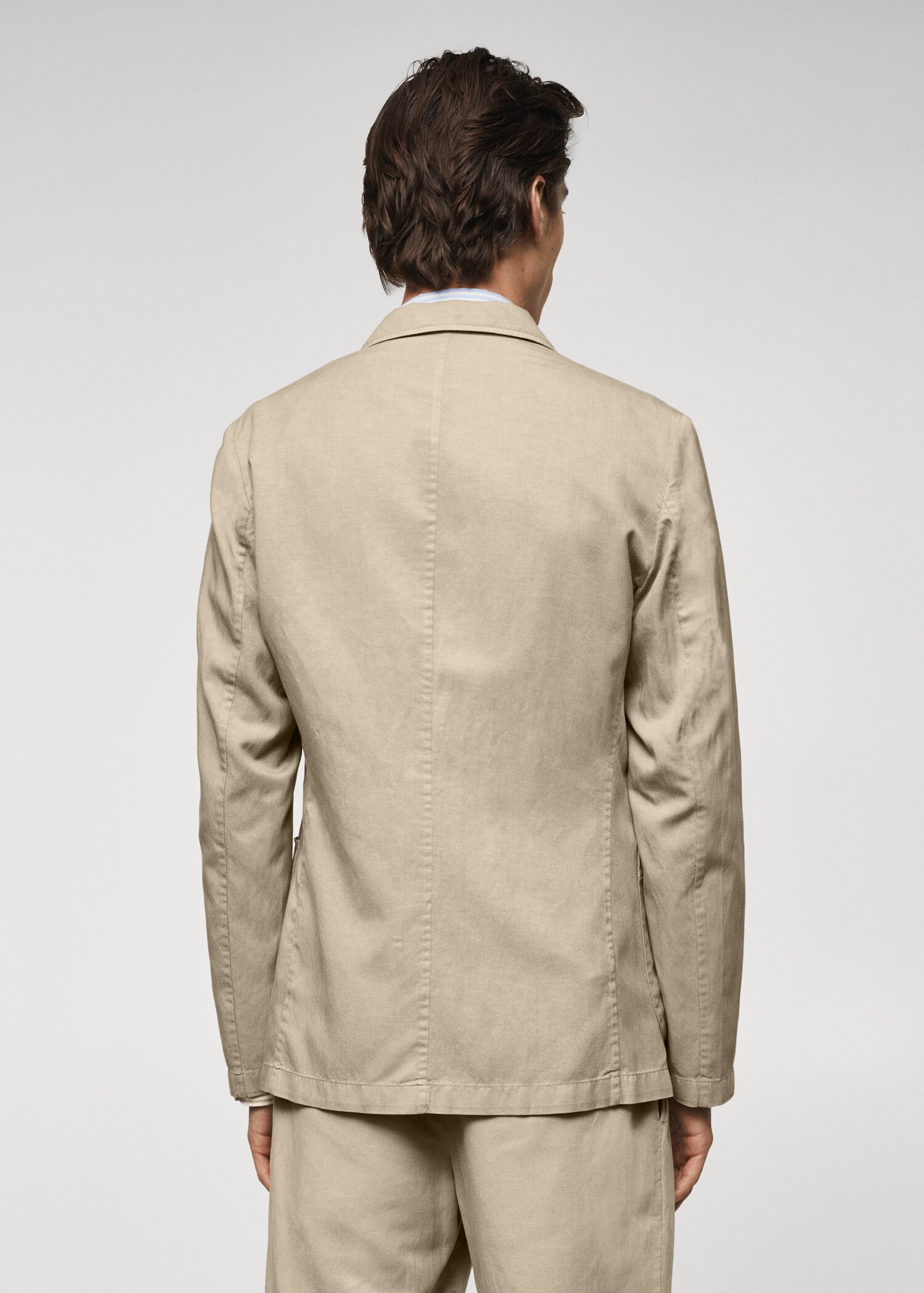 Slim fit linen cotton-blend blazer - Reverse of the article