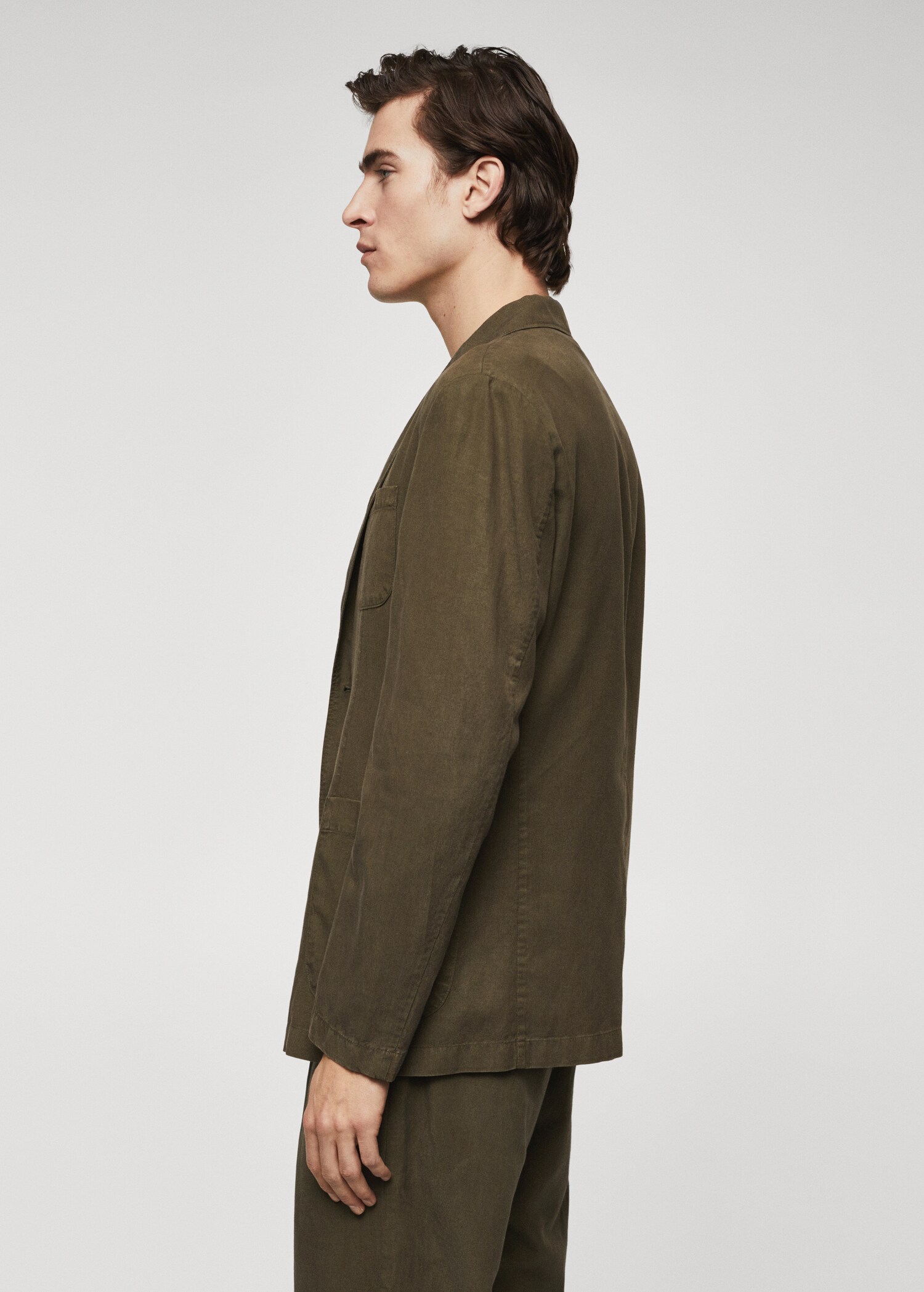 Slim fit linen cotton-blend blazer - Details of the article 2