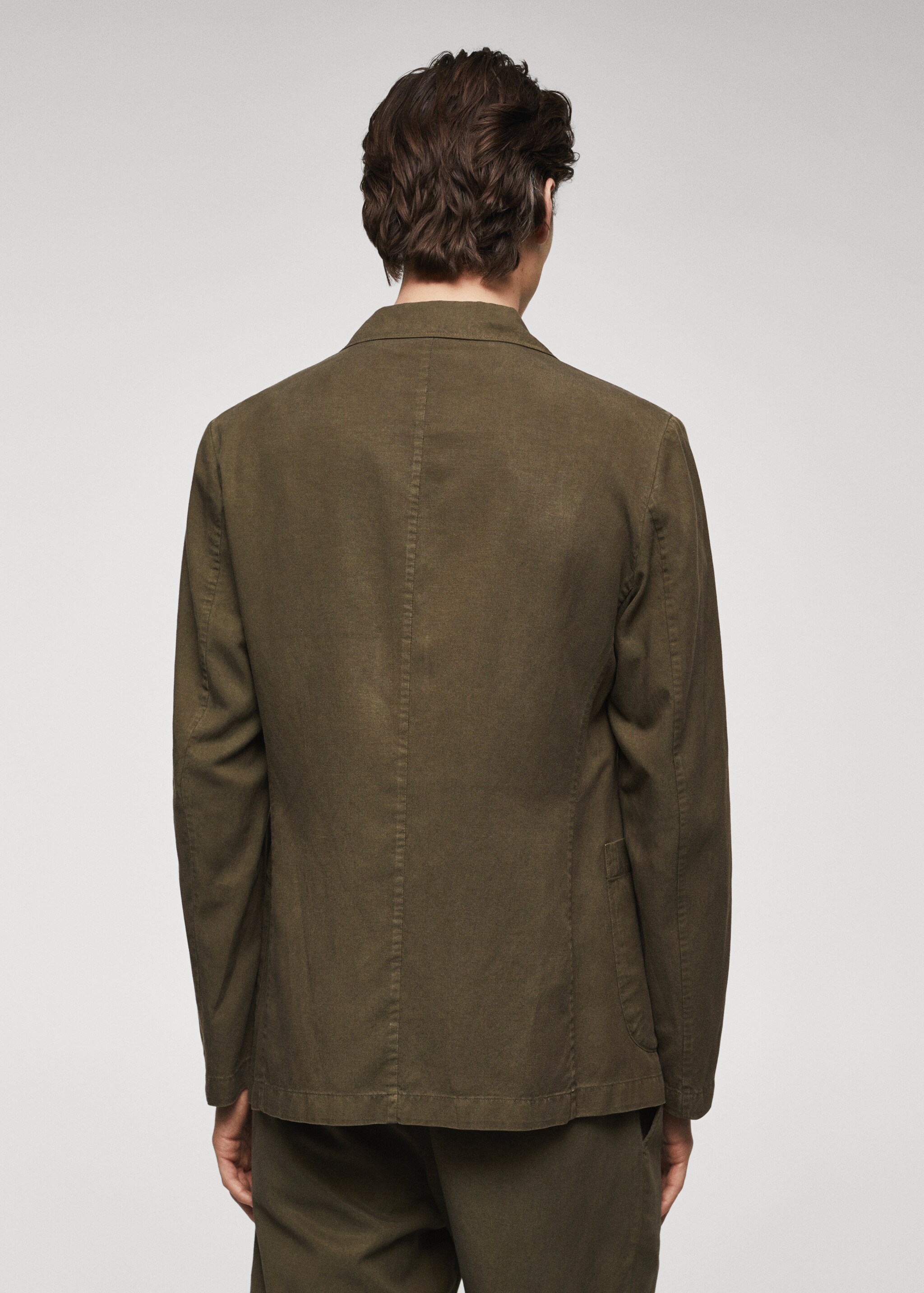 Slim fit linen cotton-blend blazer - Reverse of the article