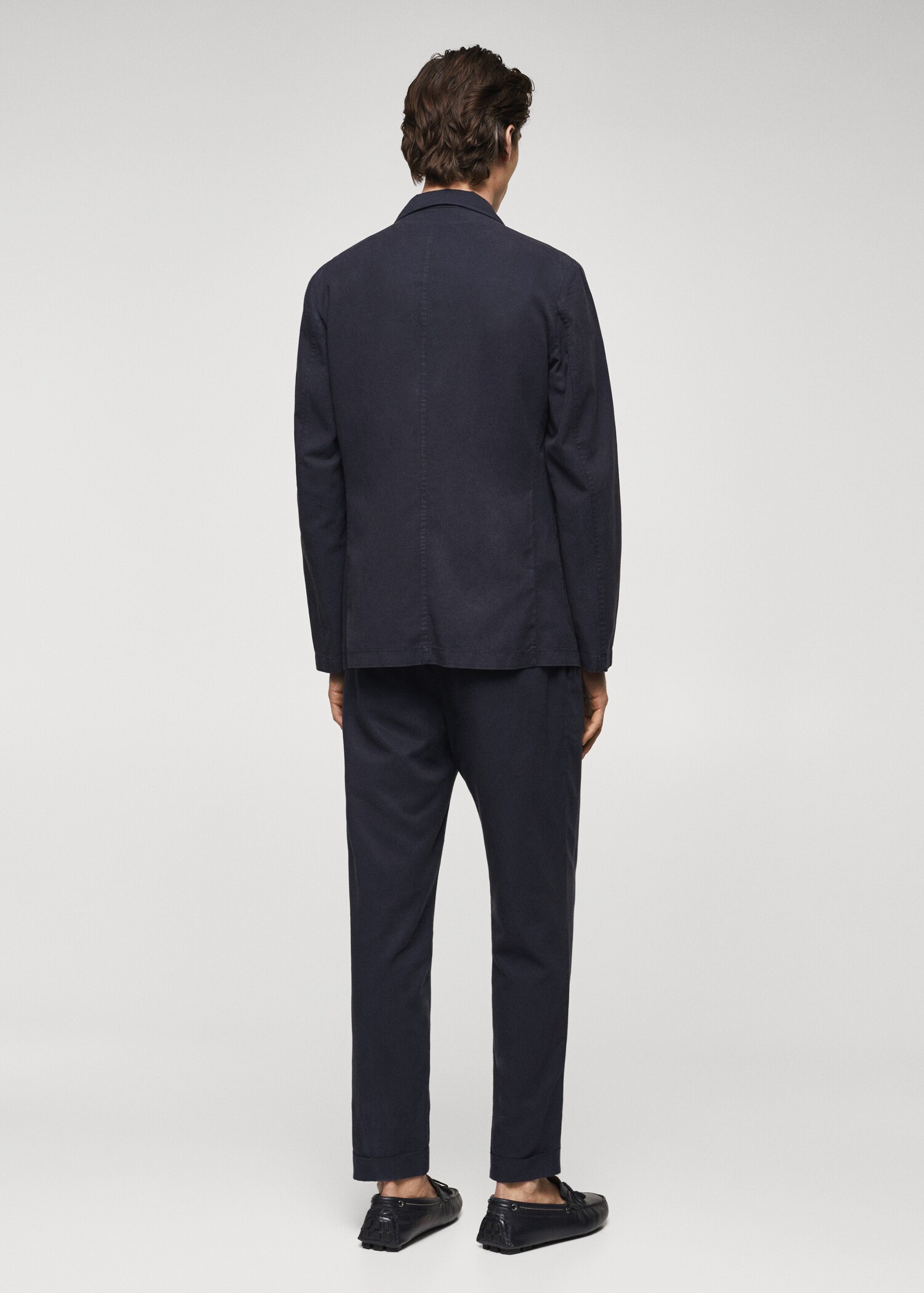 Slim fit linen cotton-blend blazer - Reverse of the article
