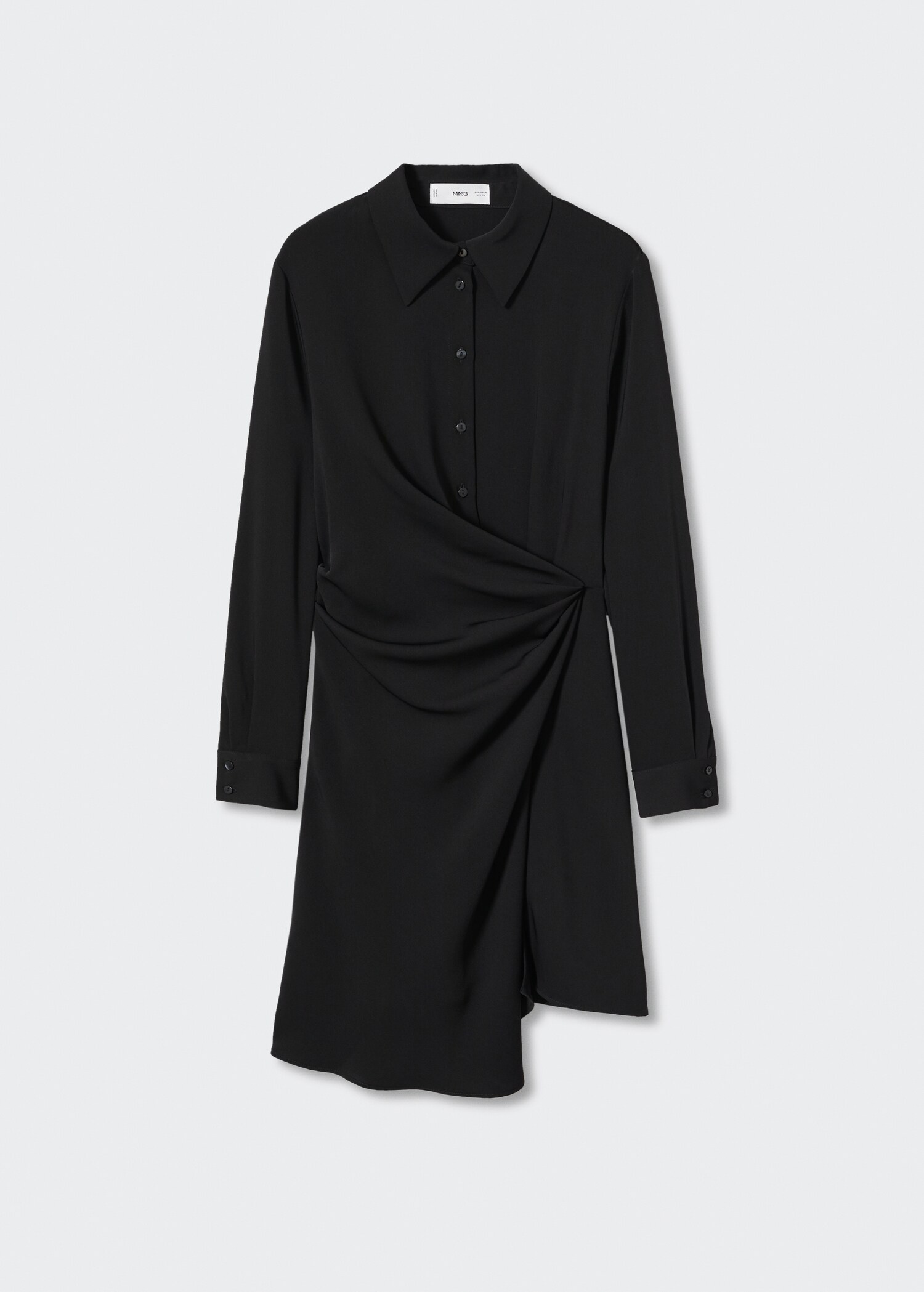 Black dress with ruffled shirt collar - Article without model
