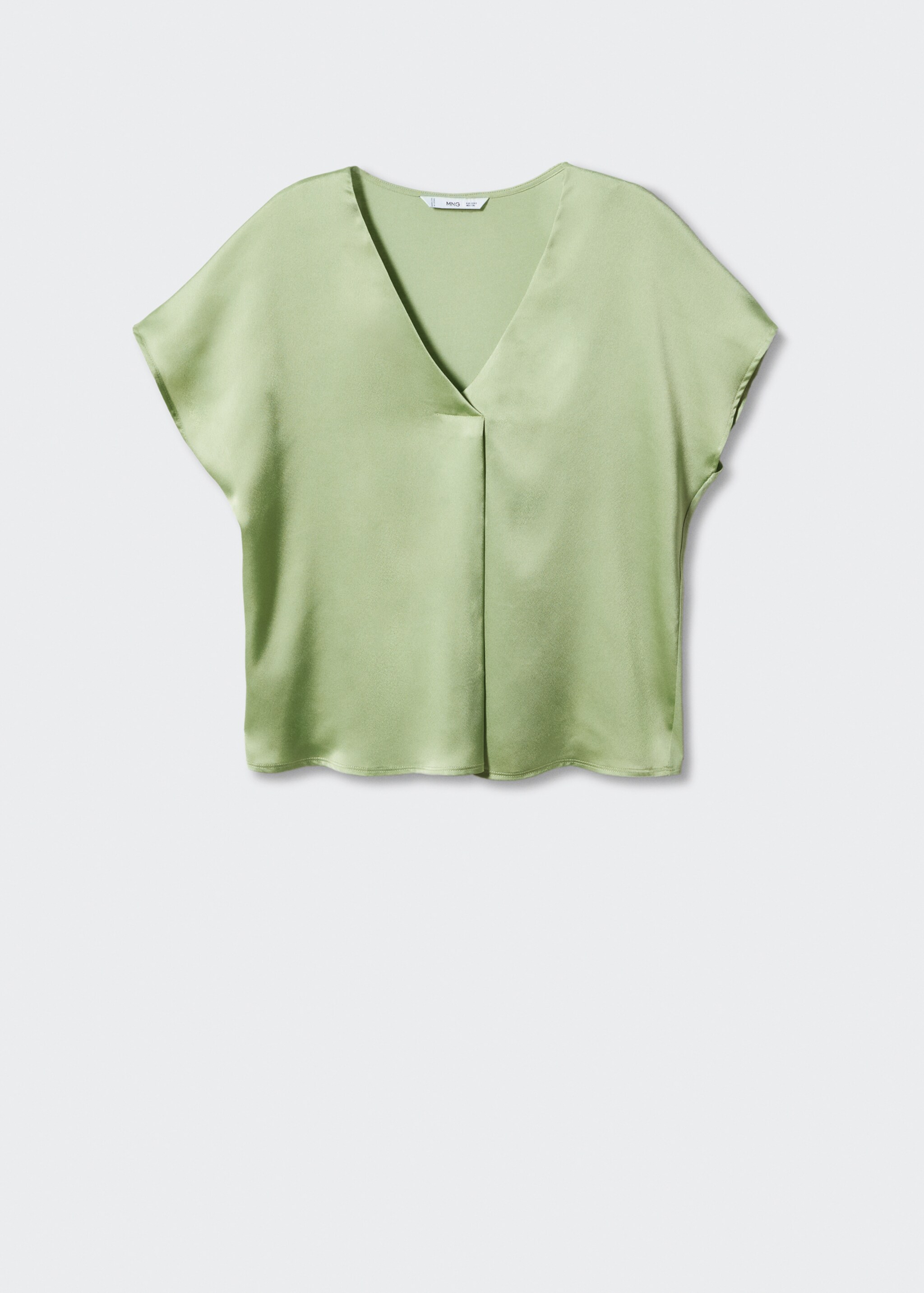 Satin V-neck t-shirt - Article without model, Green. Ref: 47005825-00.
