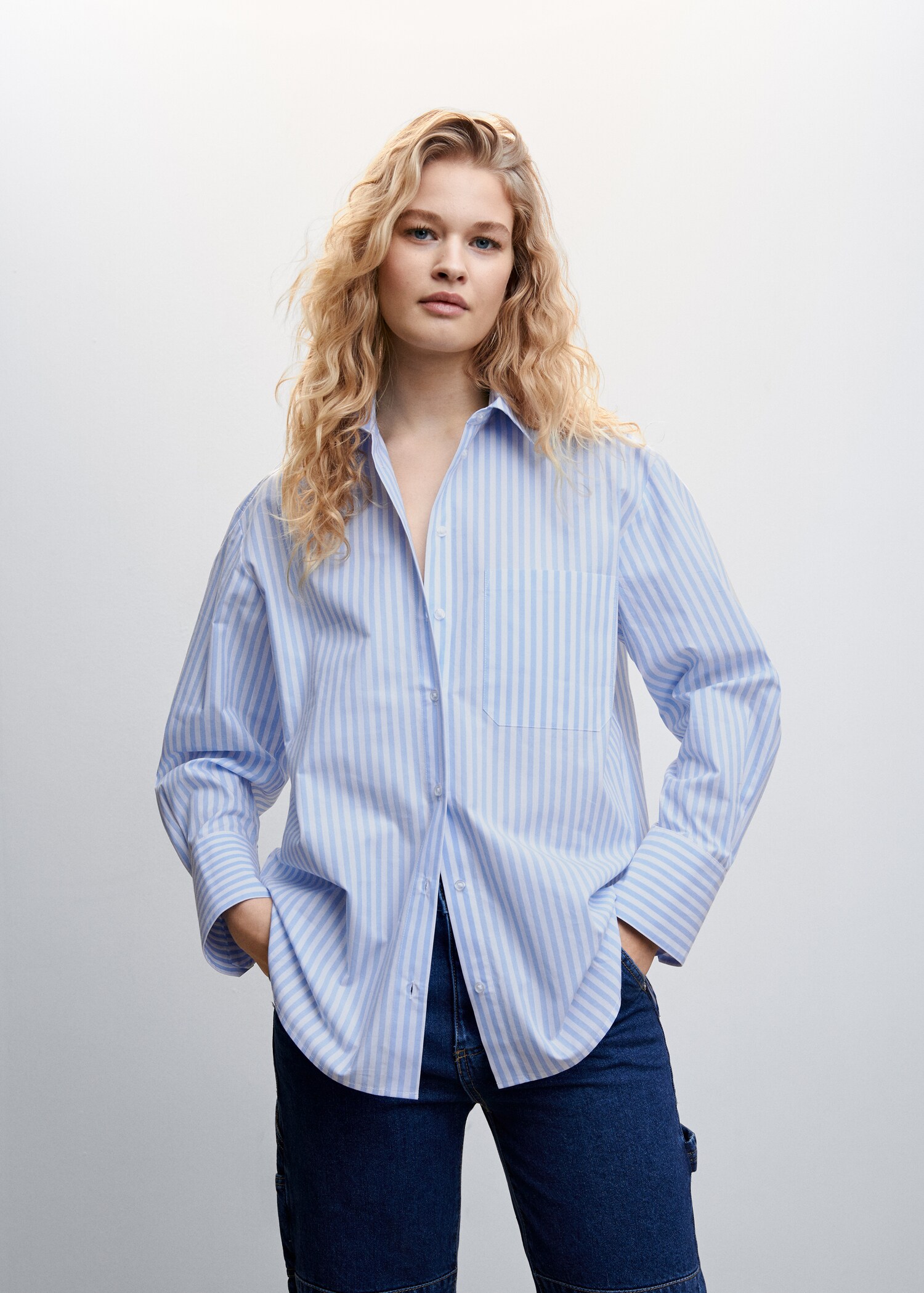 Oversize striped shirt - Woman | MANGO OUTLET USA