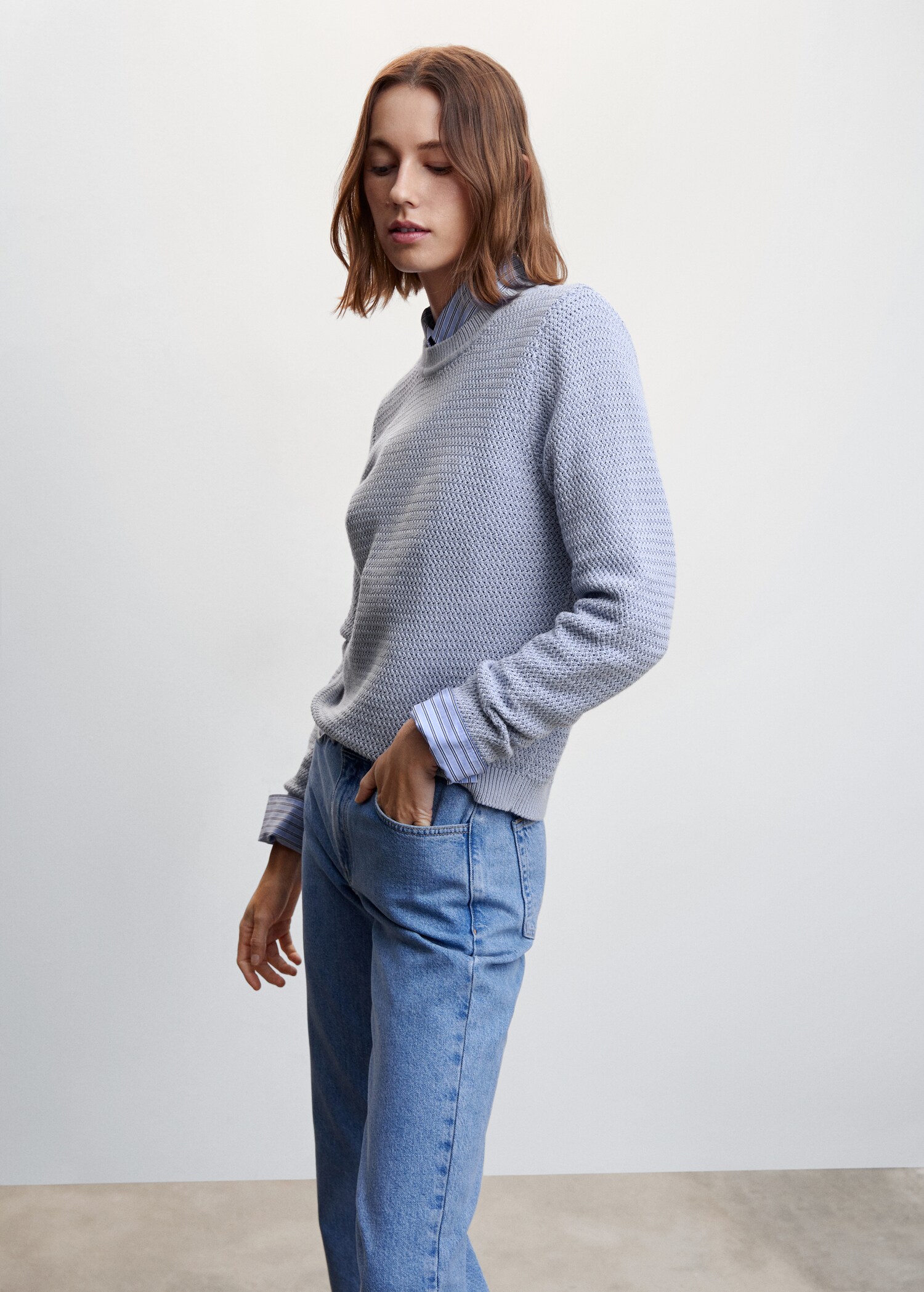 Knit cotton sweater - Medium plane