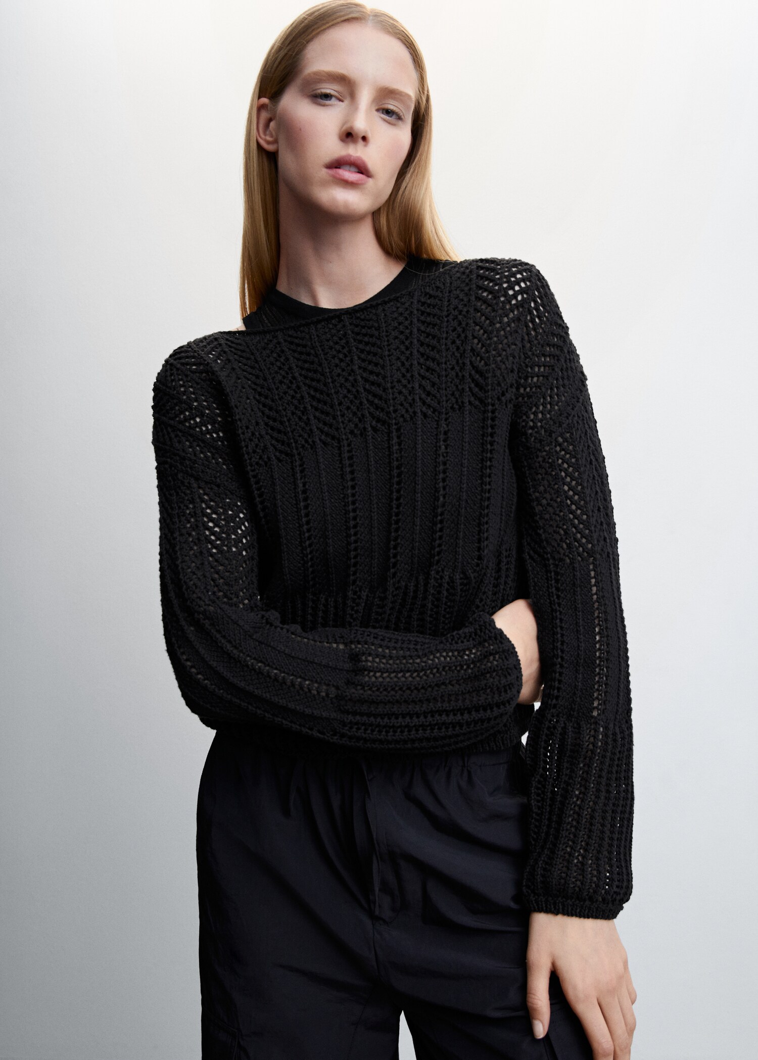 Openwork boat-neck sweater - Medium plane