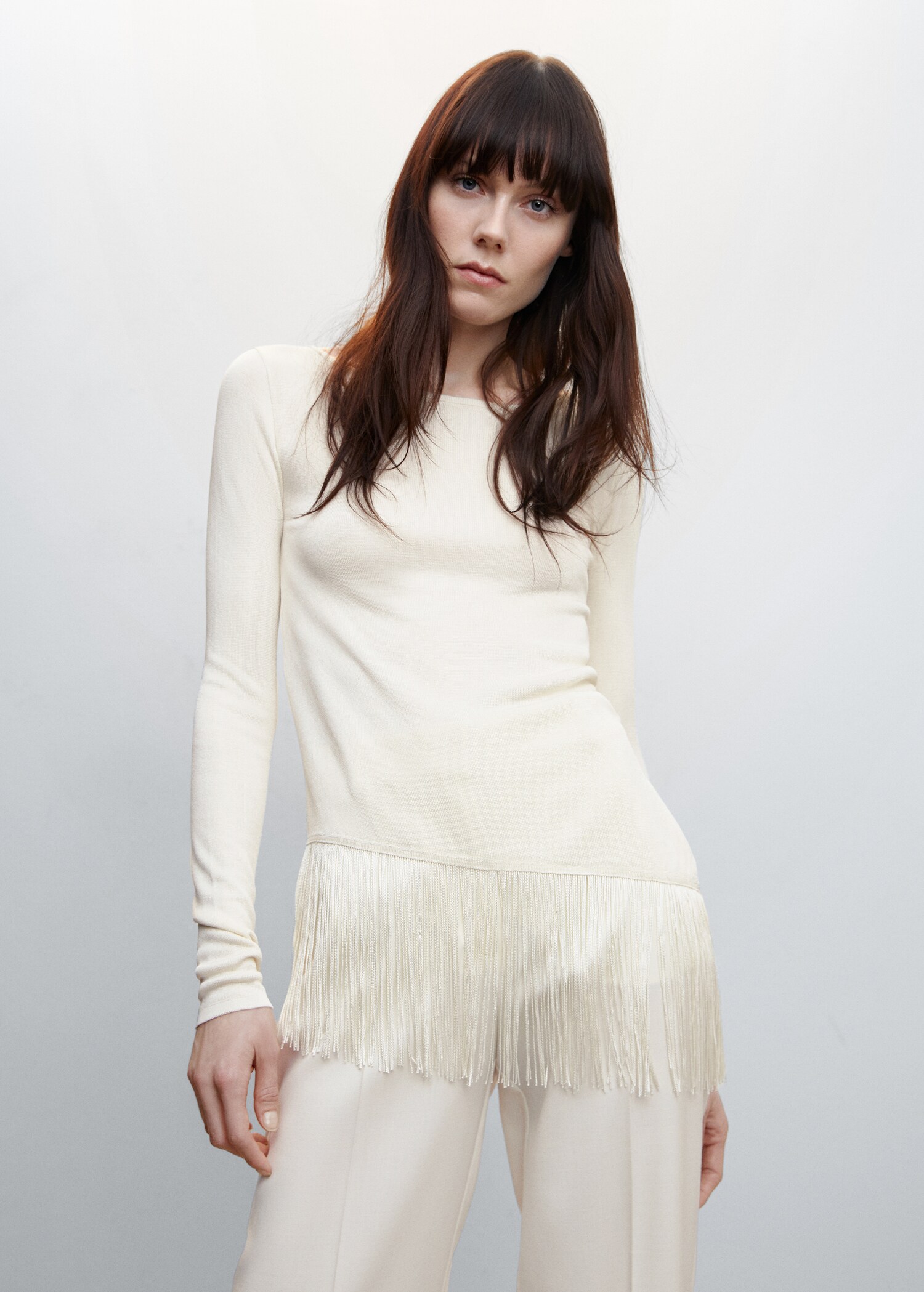 Fringed hem sweater - Medium plane