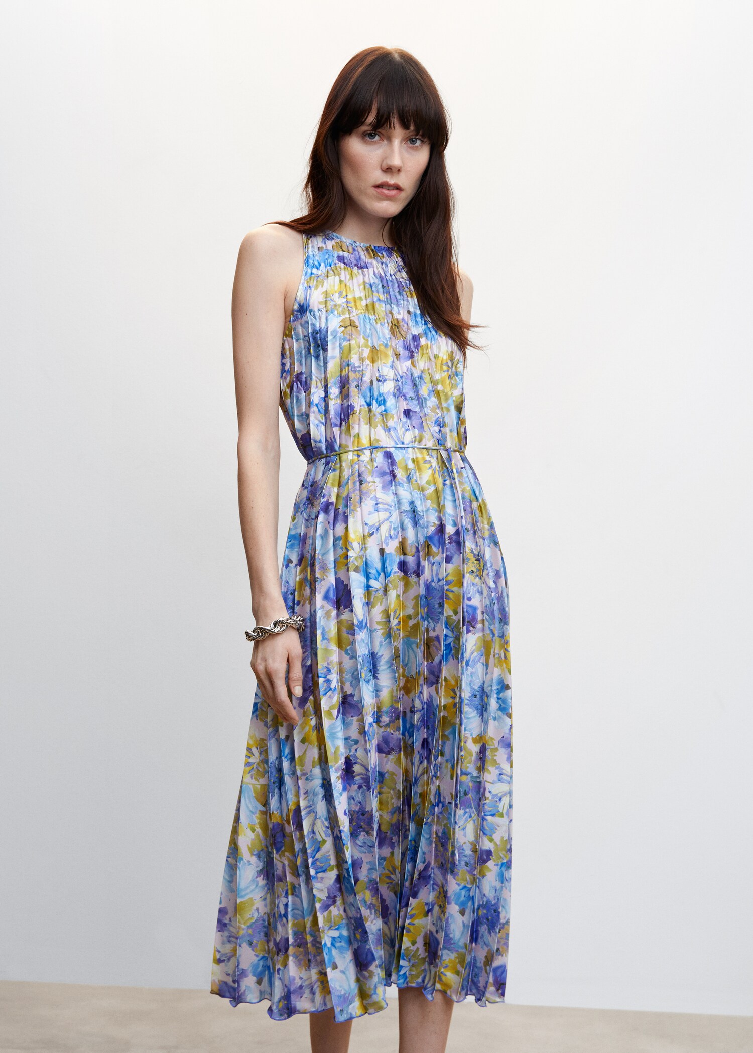 Printed pleated dress - Medium plane