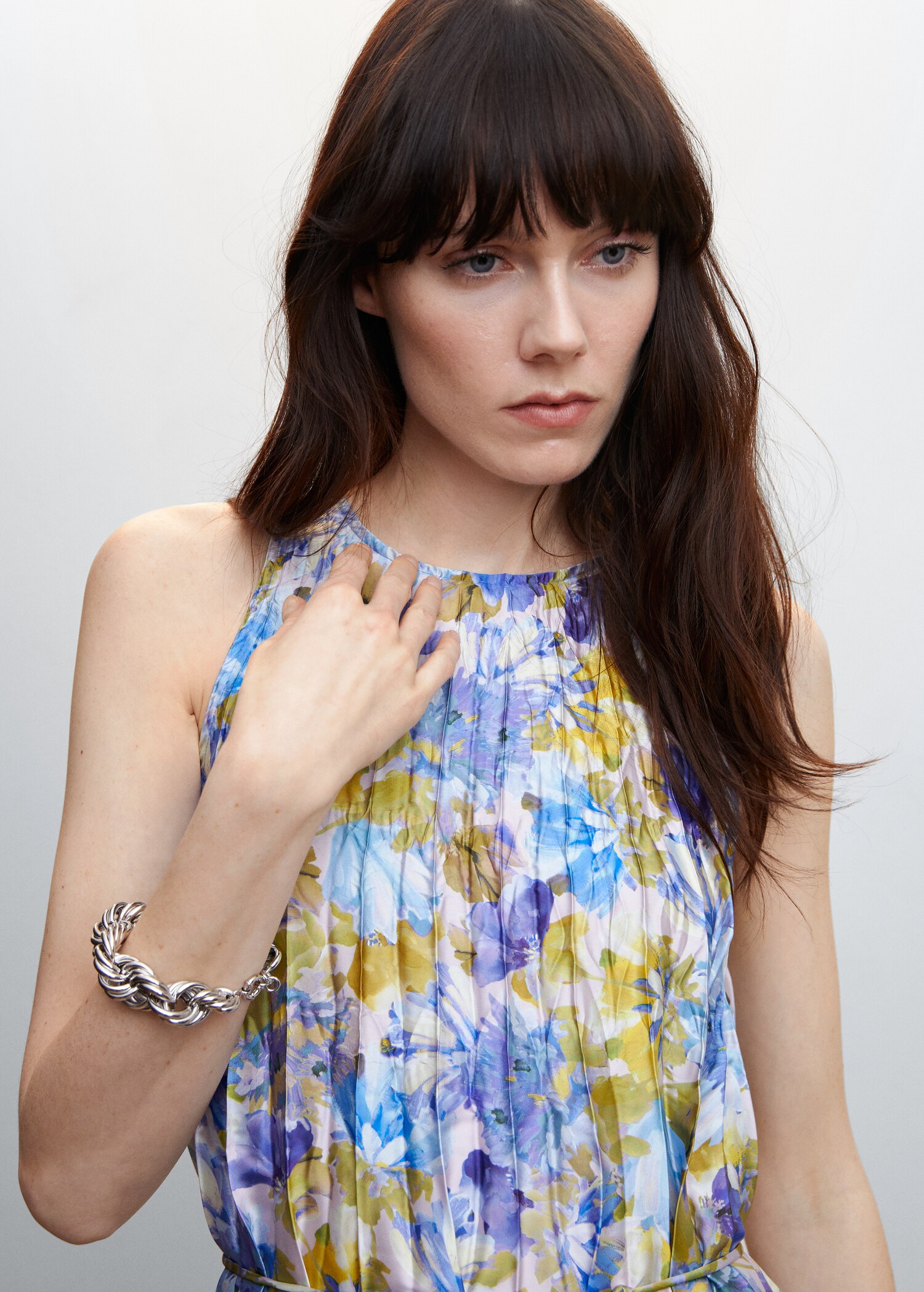 Printed pleated dress - Details of the article 1