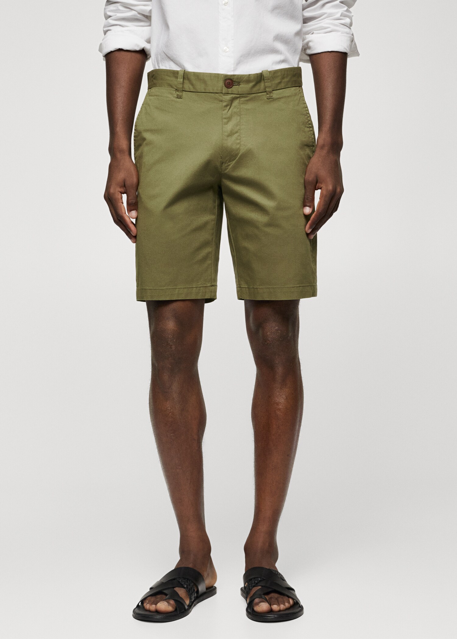 Slim-fit chino cotton bermuda shorts - Medium plane