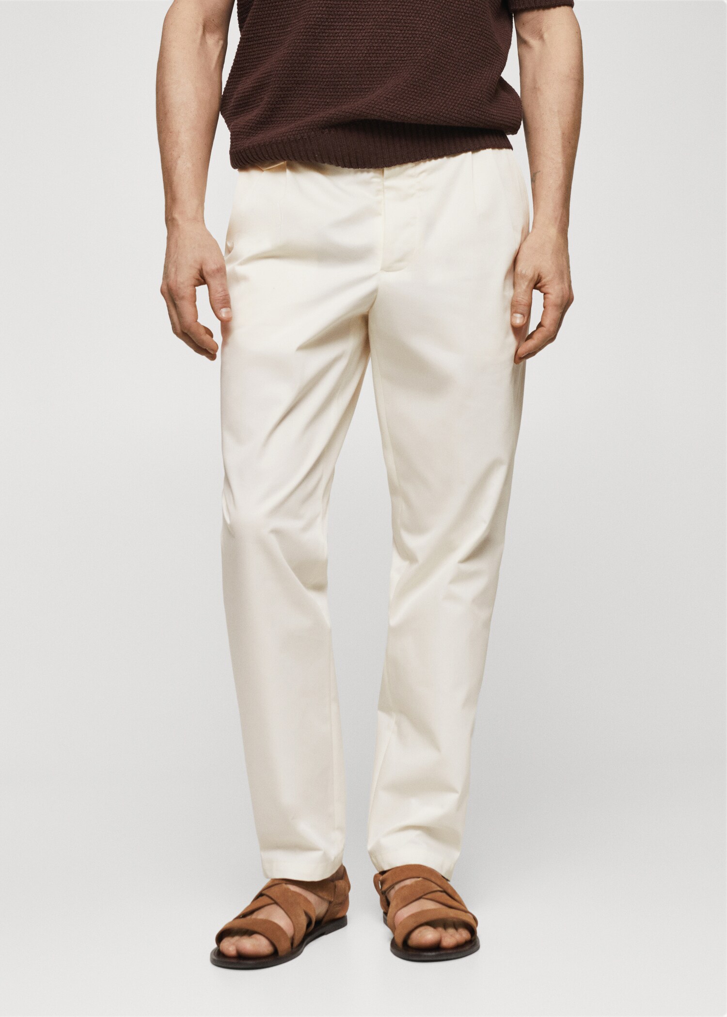 Cotton pleated trousers - Medium plane