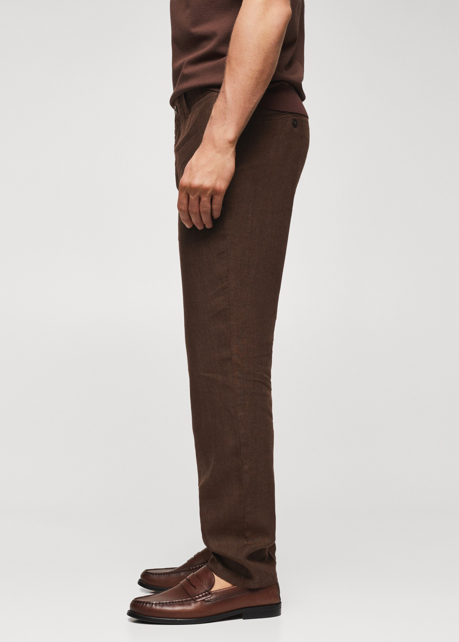 Slim-fit 100% linen trousers - Details of the article 2