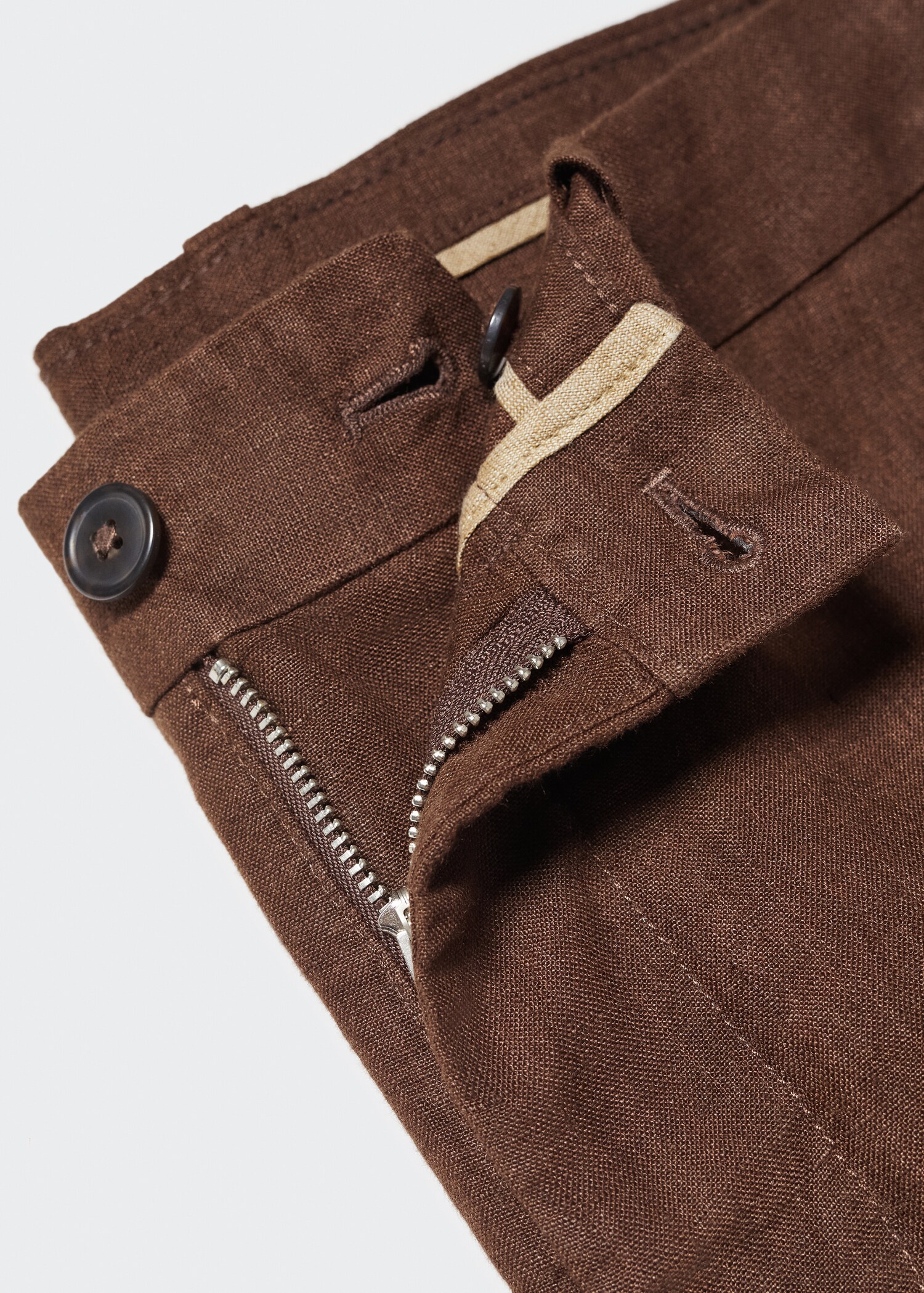 Slim-fit 100% linen trousers - Details of the article 8