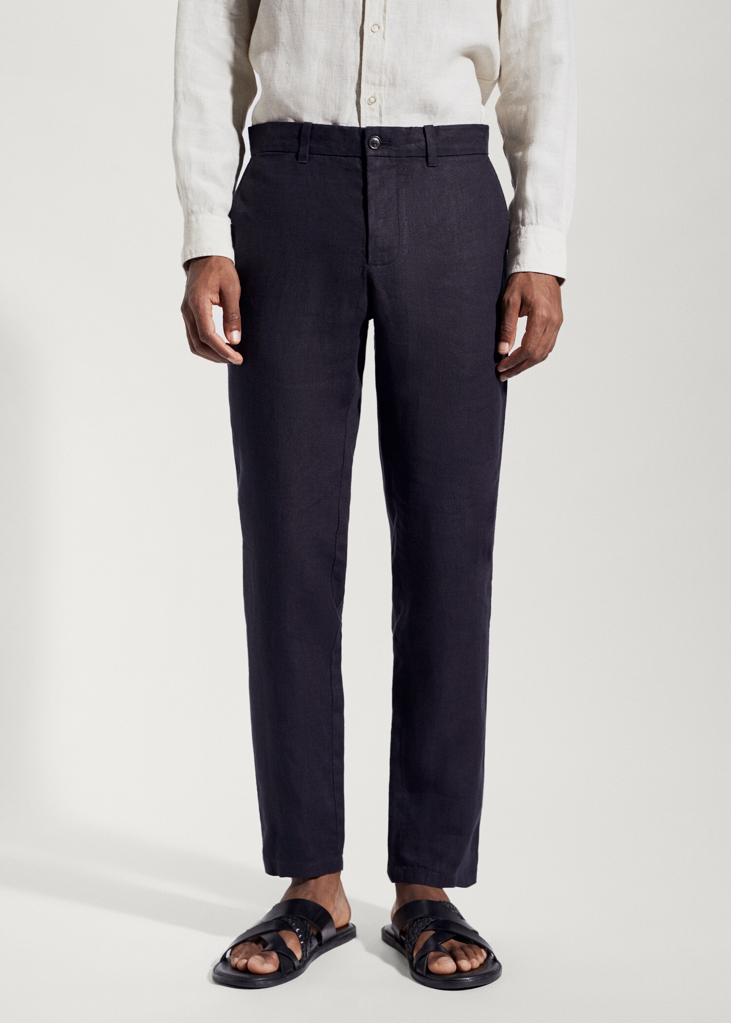 Slim-fit 100% linen trousers - Medium plane