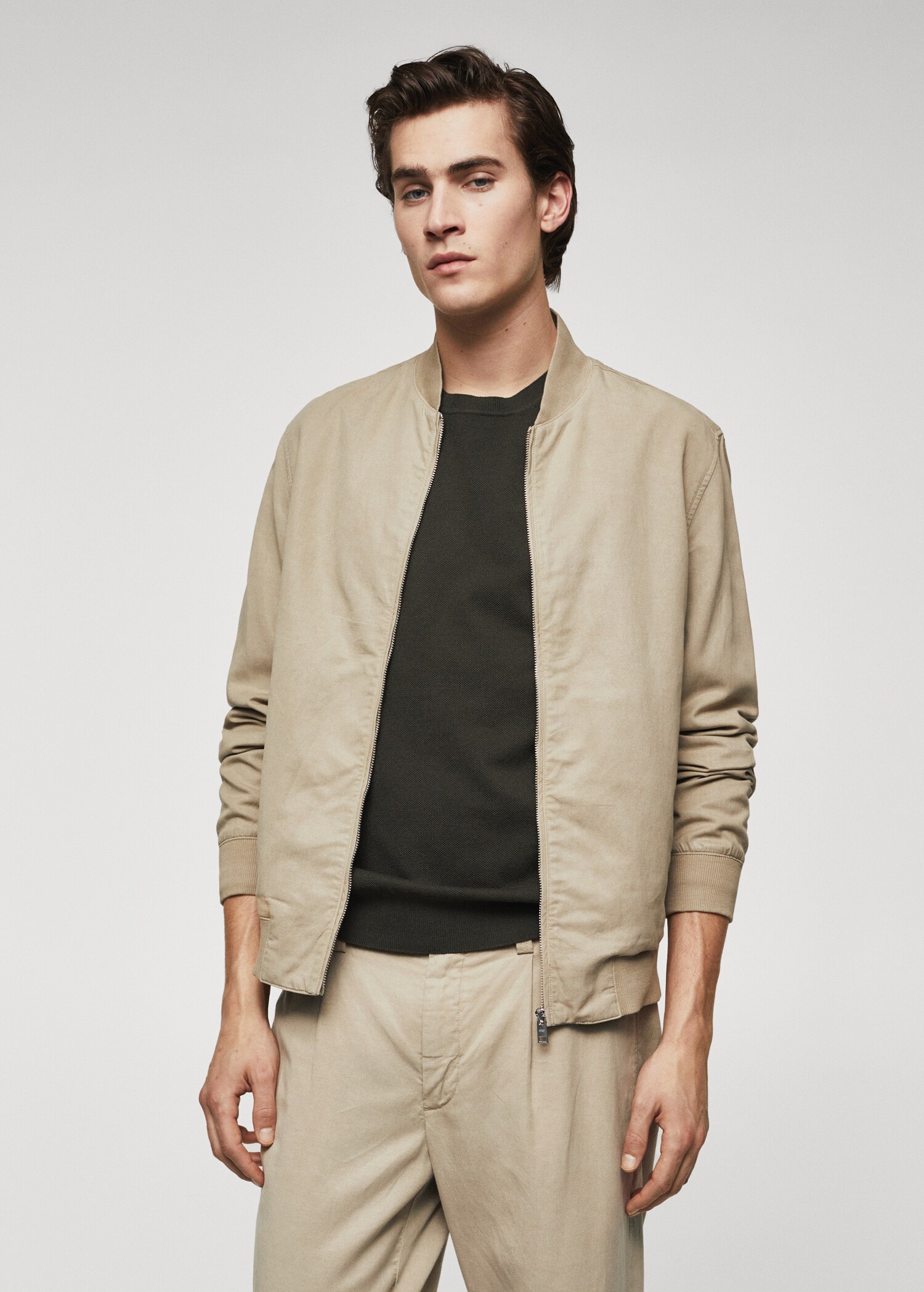Lightweight linen cotton bomber jacket - Medium plane