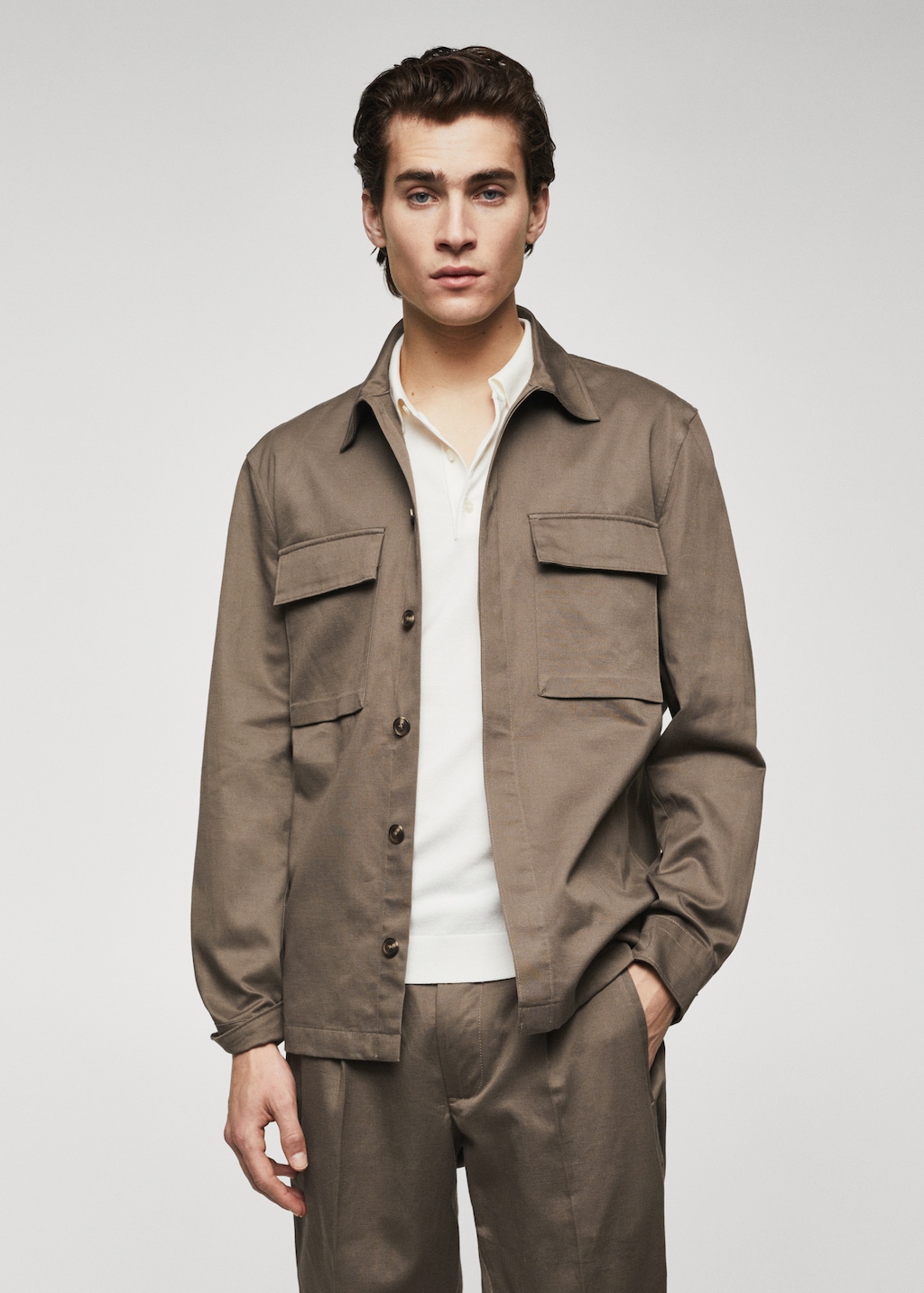 Linen cotton overshirt with pockets Men MANGO OUTLET Norway