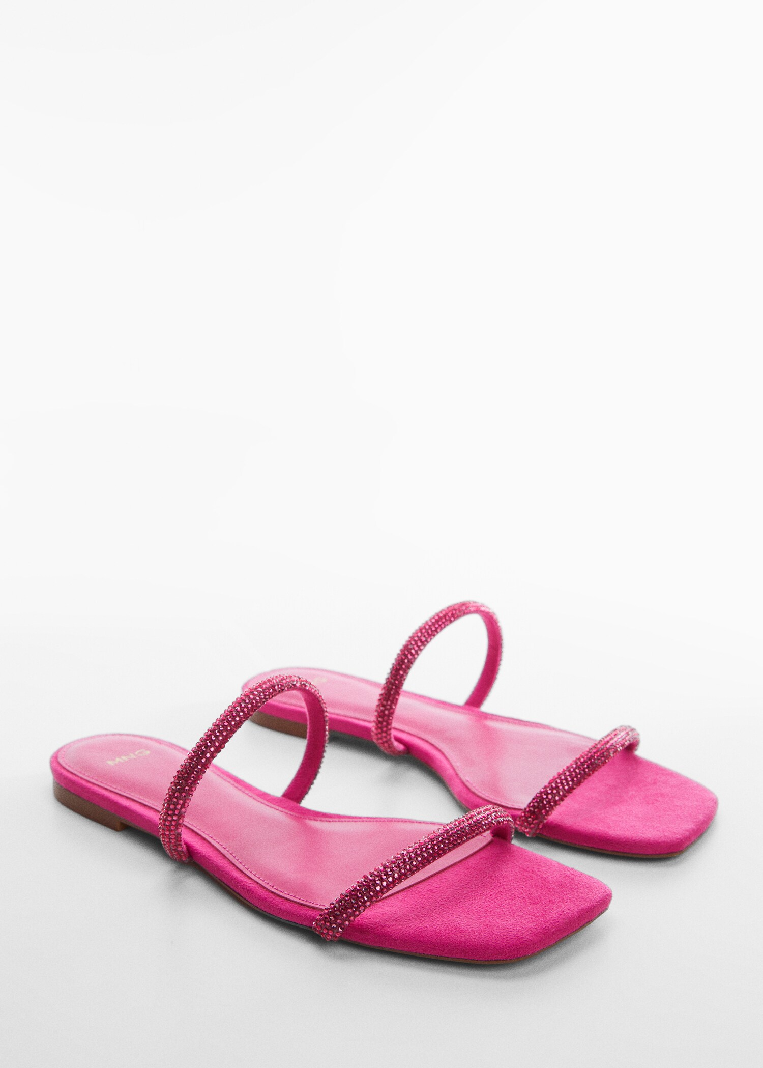 Strap rhinestone sandals - Medium plane