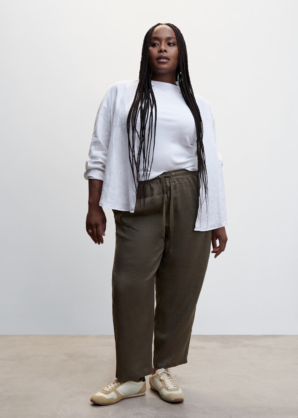 Grey linen trousers ladies hot sale