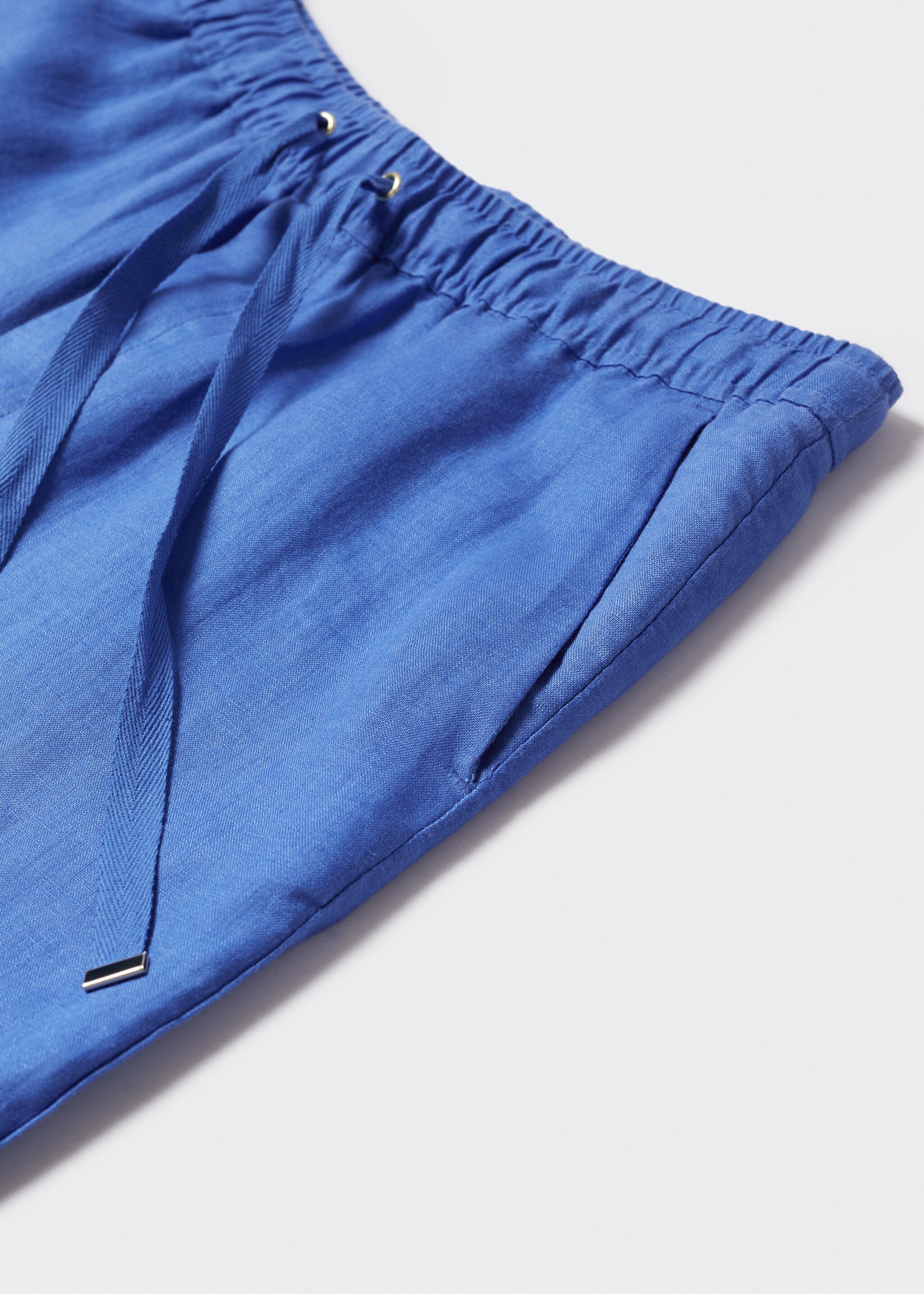 100% linen trousers - Details of the article 8, Blue. Ref: 47006704-00.