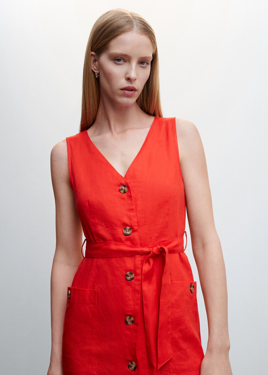 Mango red linen dress outlet