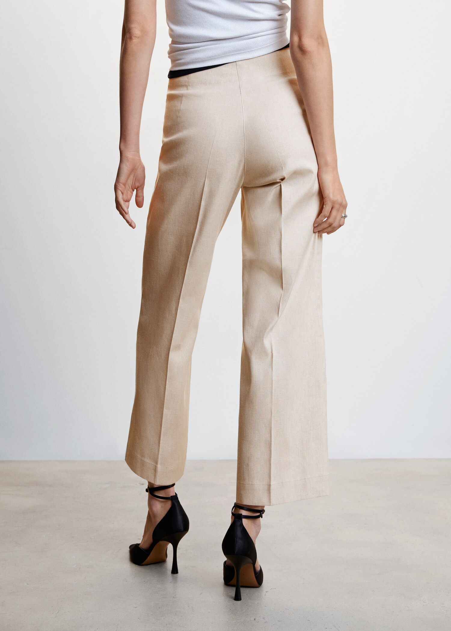 Straight linen-blend trousers - Reverse of the article