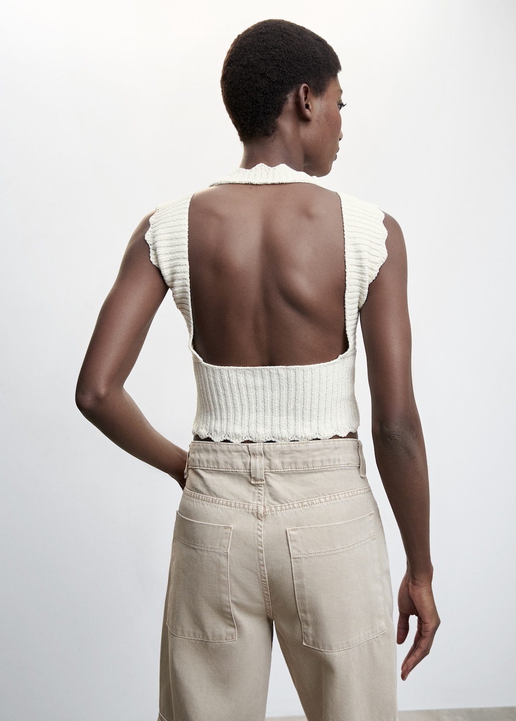 Open back knitted top - Women | MANGO OUTLET USA
