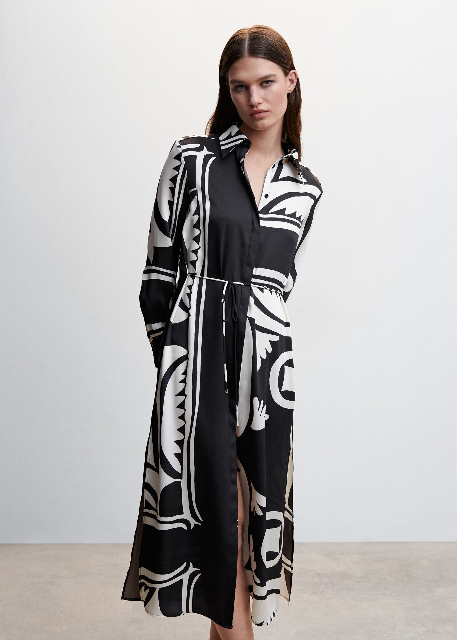 Mango Vestido Vestido Camisero Estampado Serpiente Vestido