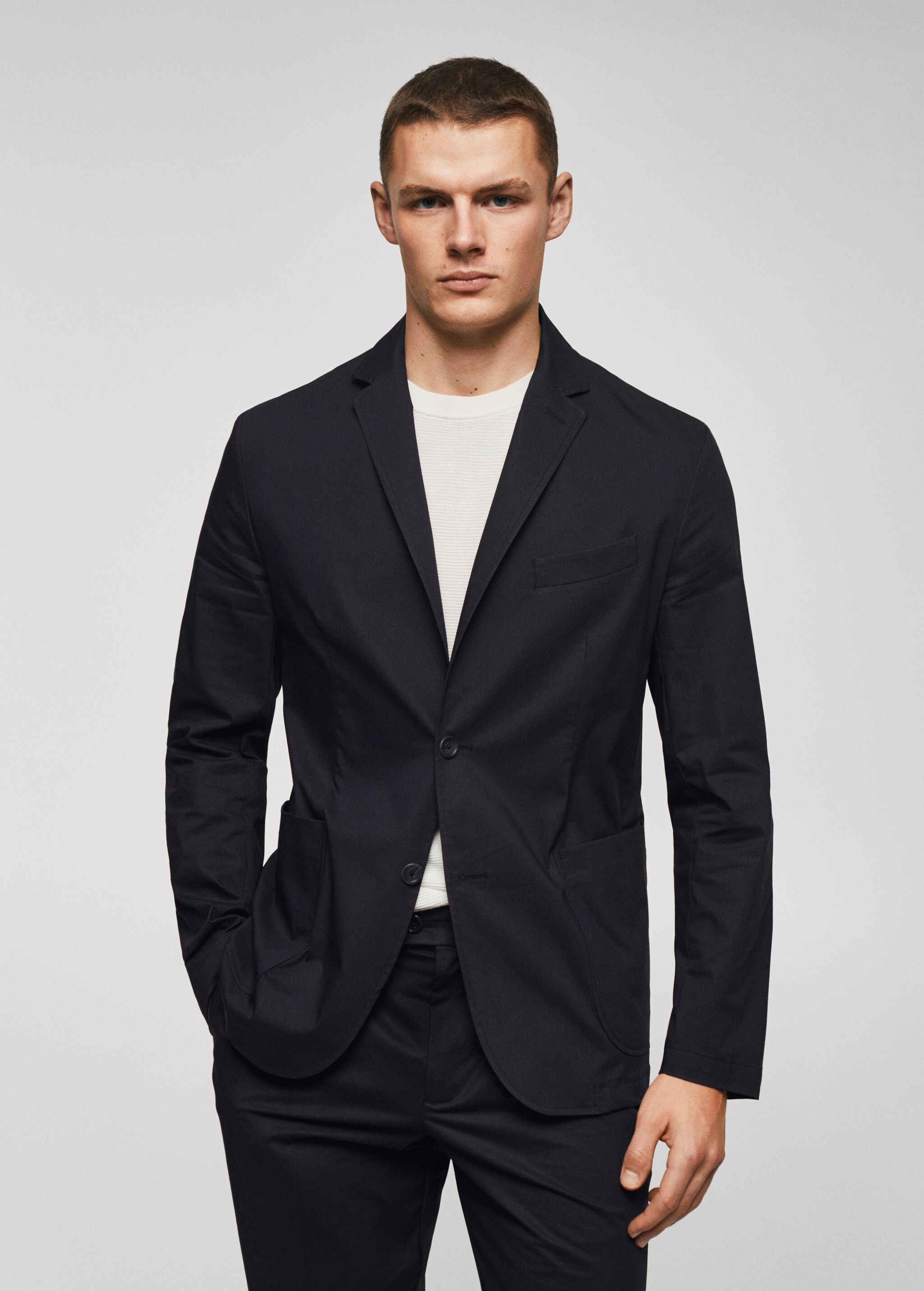 Slim Fit-Anzughose aus Baumwolle - Mittlere Ansicht