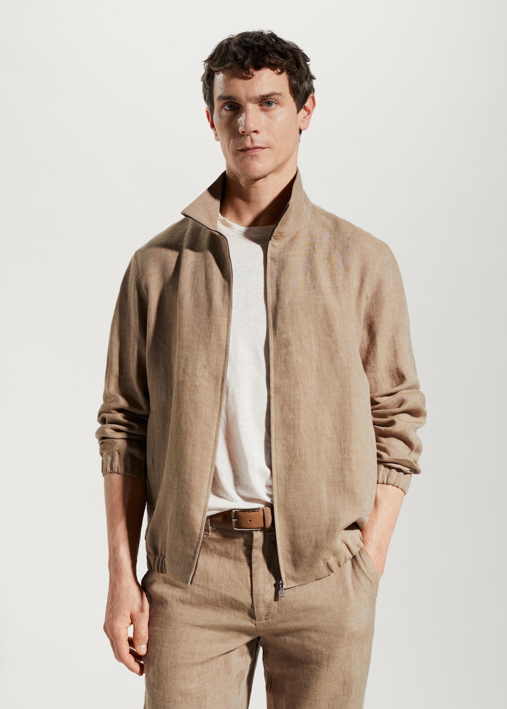 Bomber jacket 100% linen - Men | MANGO OUTLET USA