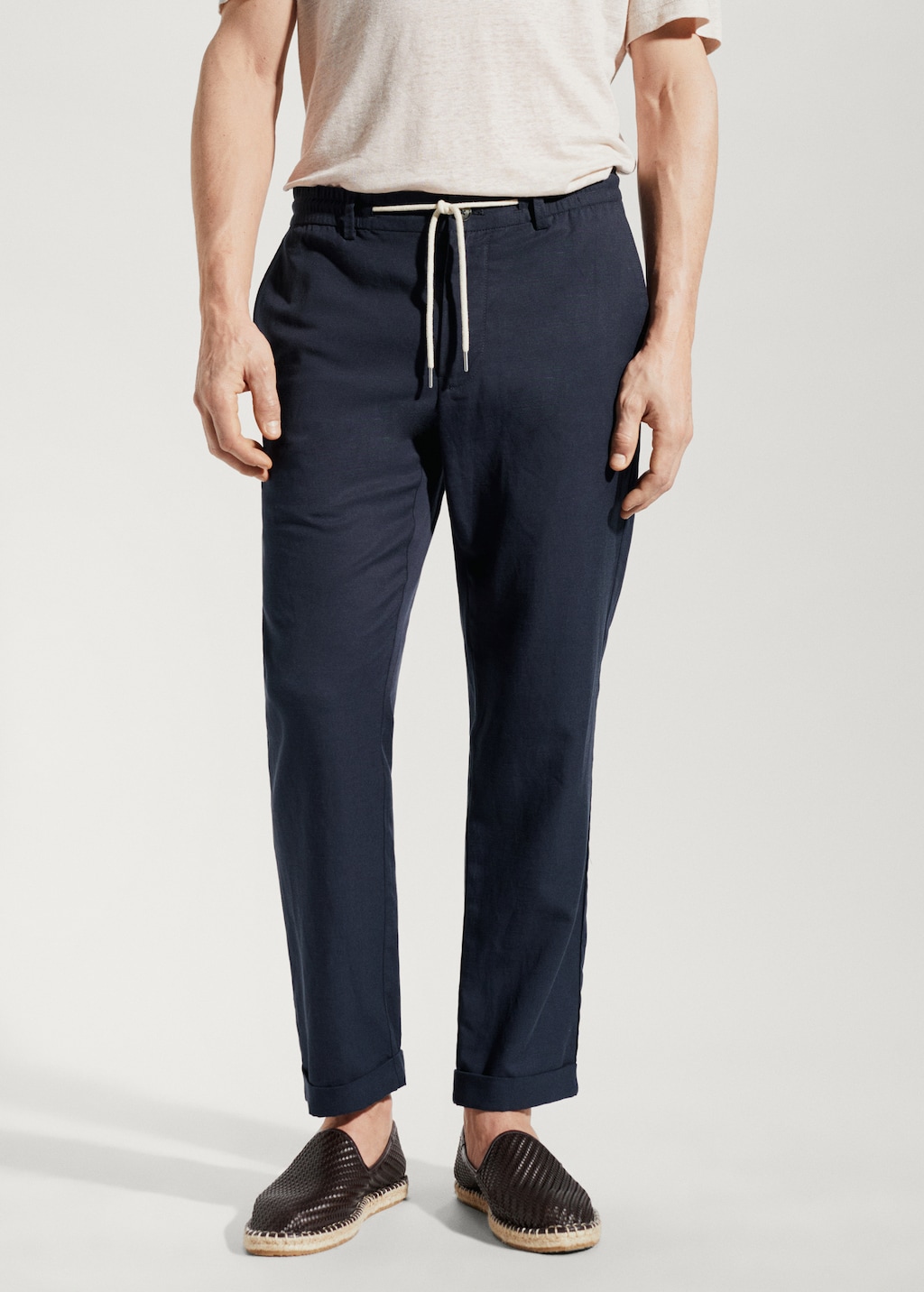 Mens linen drawstring pants slim fit outlet