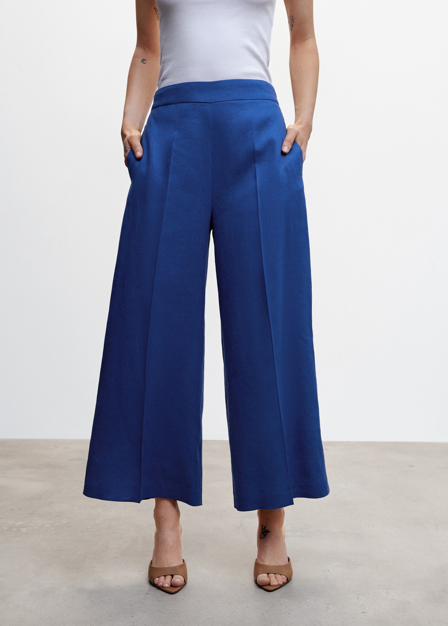 Culotte-Hose aus 100 % Leinen - Mittlere Ansicht