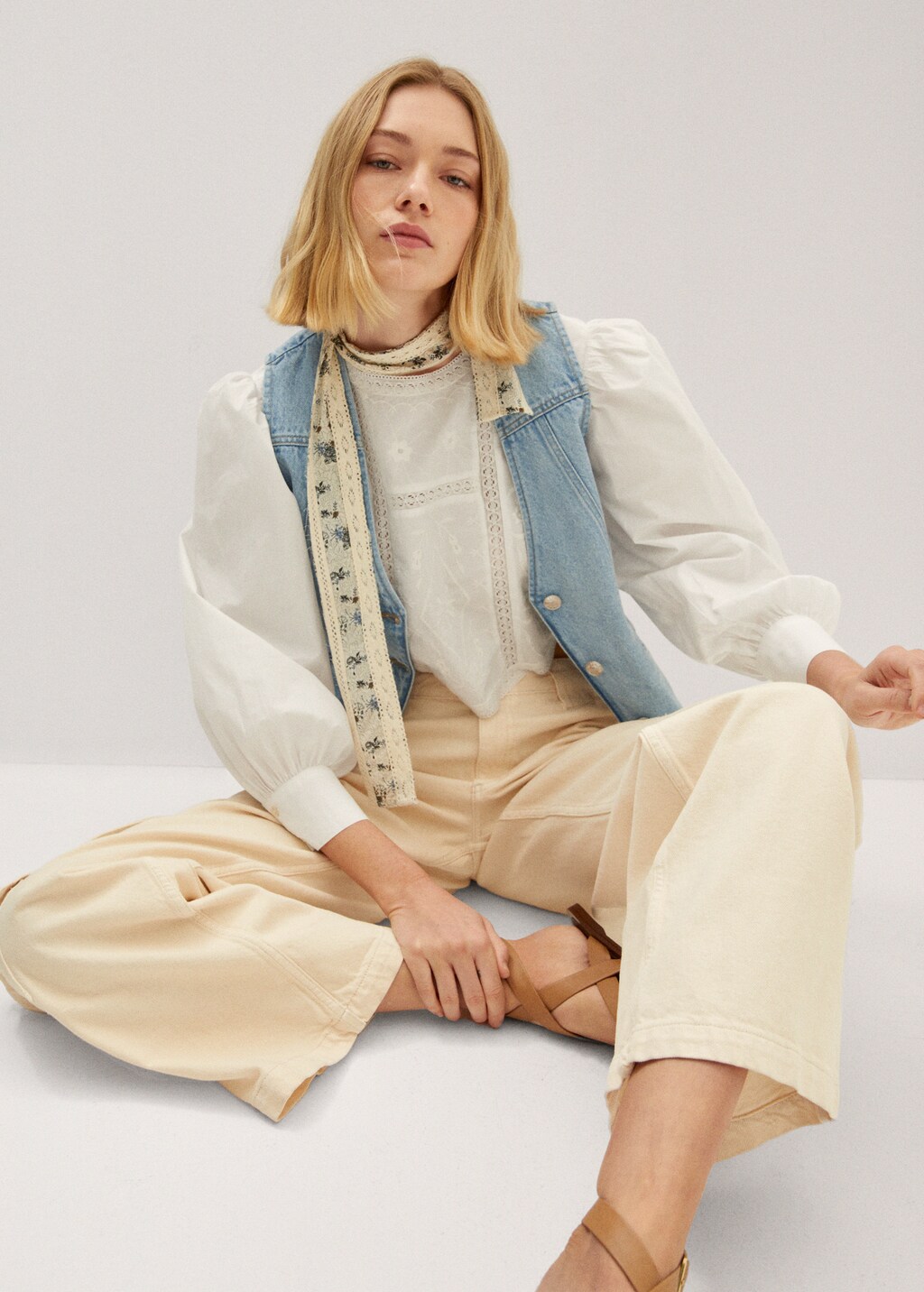 Embroidered puff sleeve blouse - Women | MANGO OUTLET USA