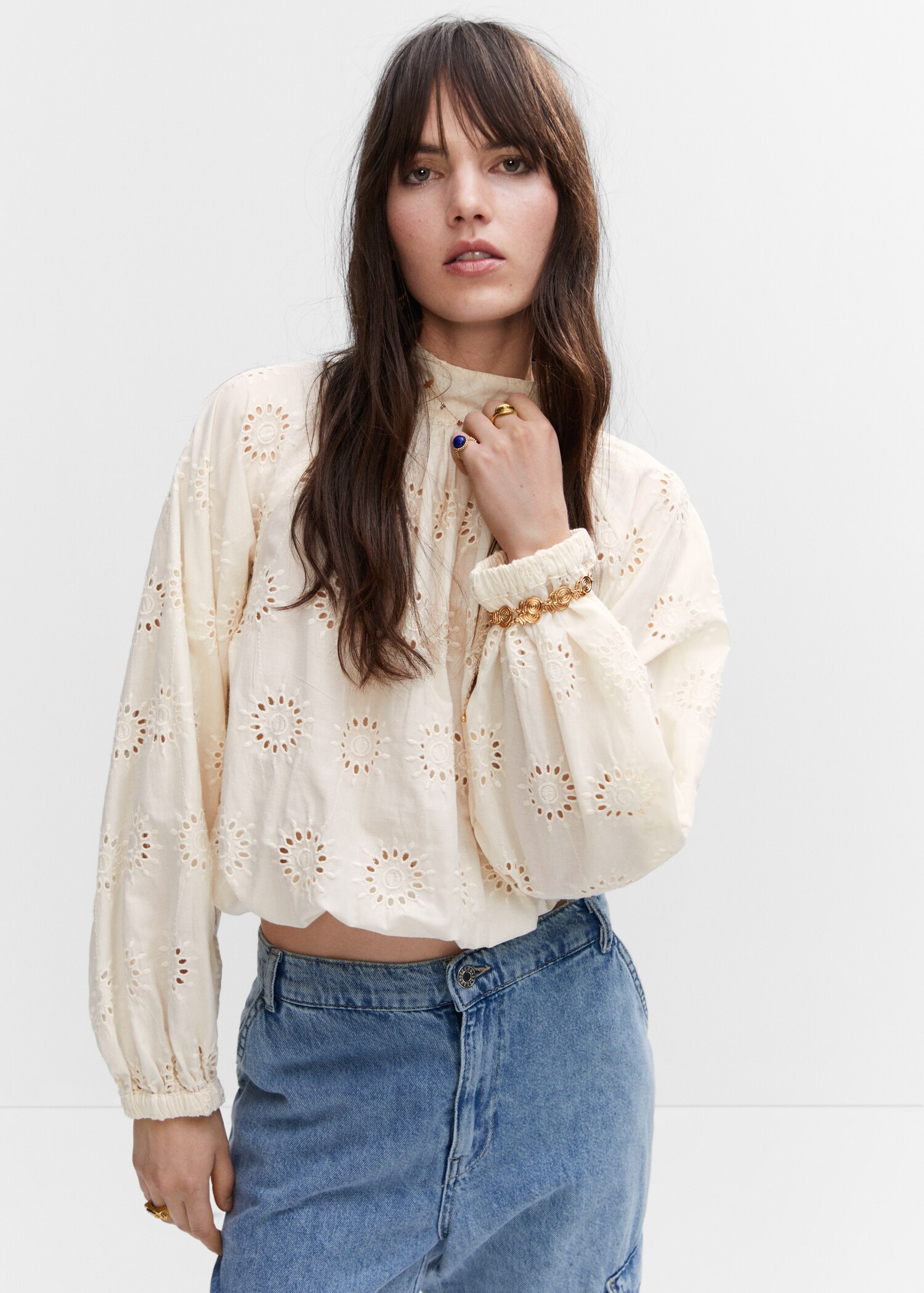 Openwork embroidered blouse - Medium plane