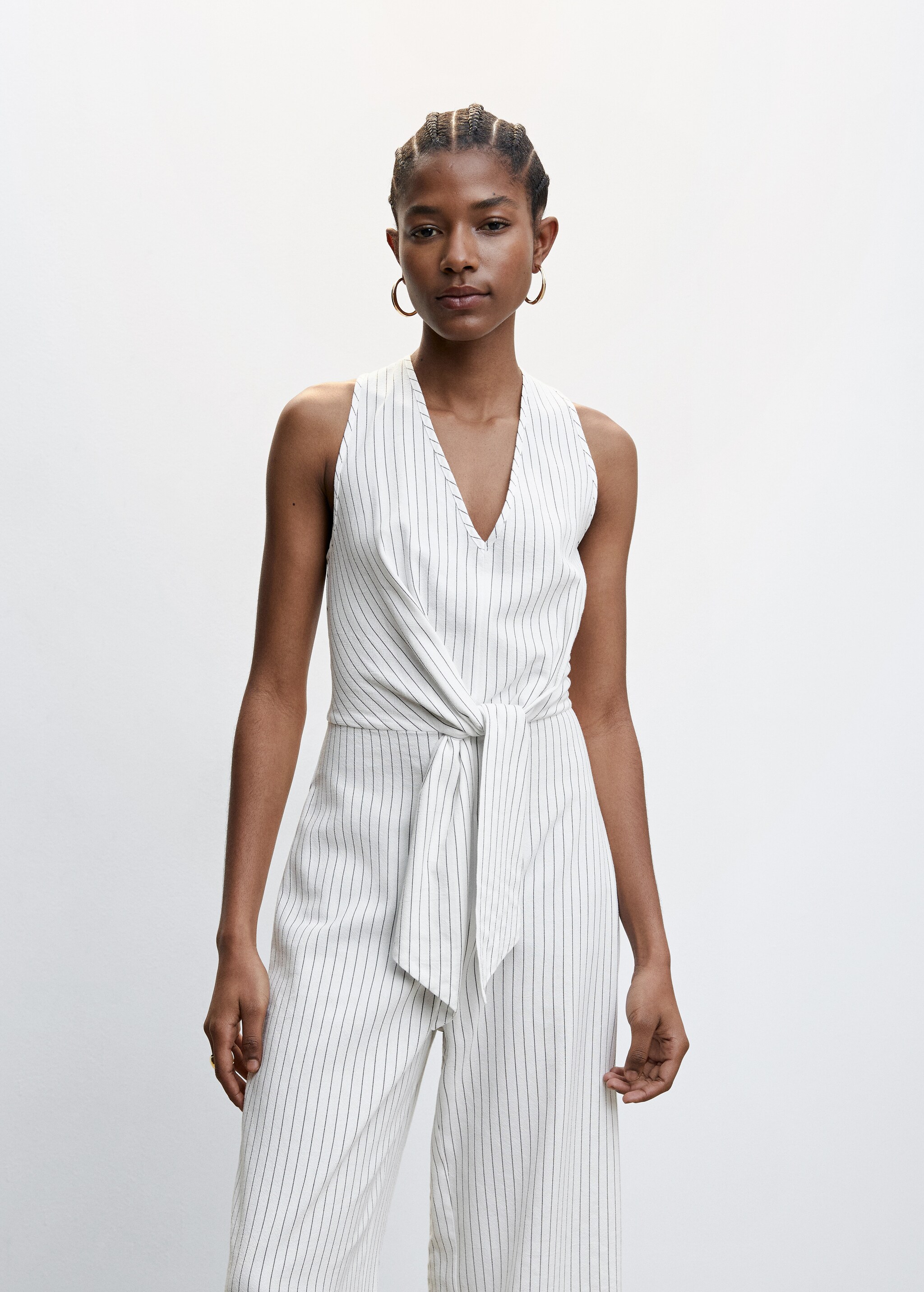 Striped jumpsuit with knot detail - Medium plane