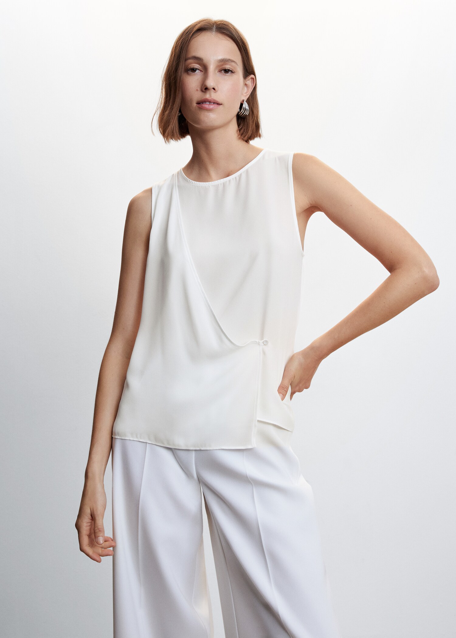 Wrap blouse with button - Medium plane