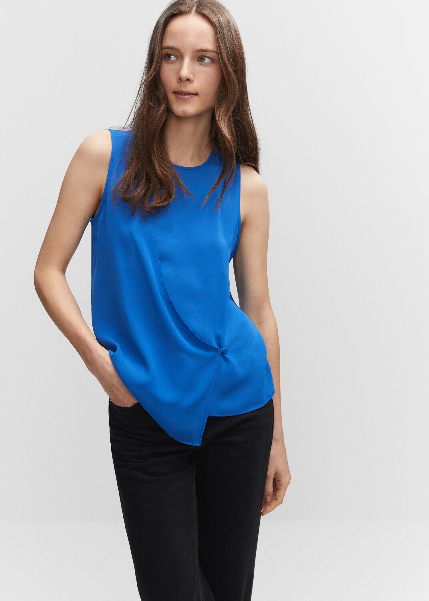 Wrap blouse with button - Medium plane